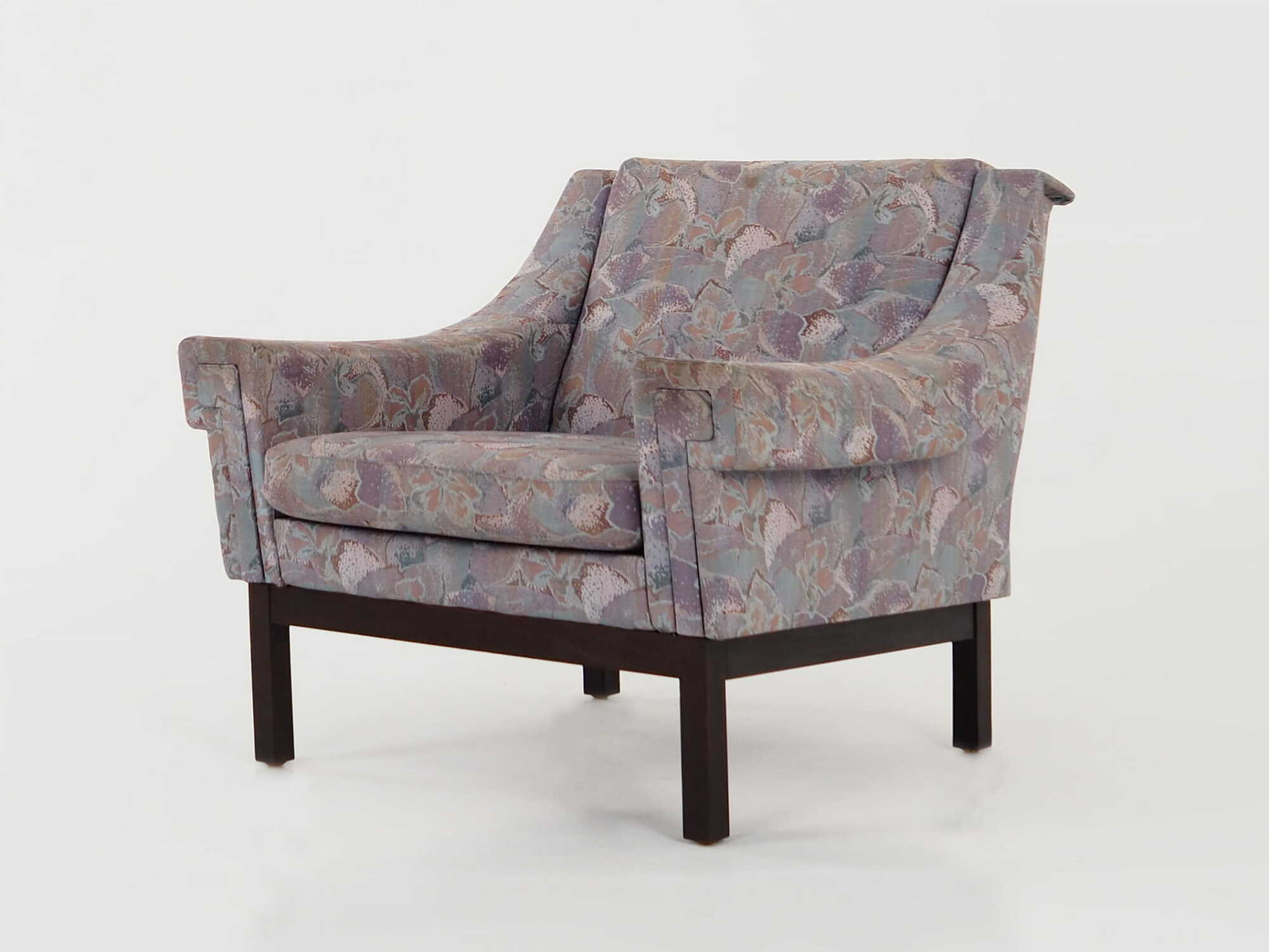 Vintage armchair beech wood textile violet 1960s 7