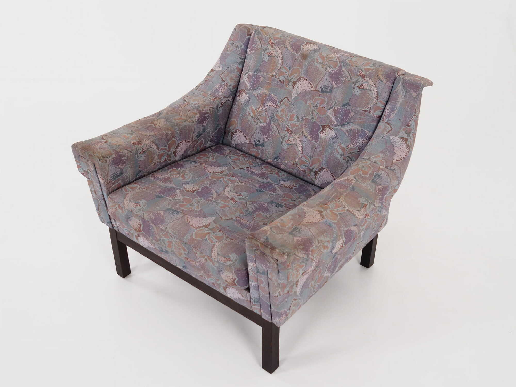 Vintage armchair beech wood textile violet 1960s 8
