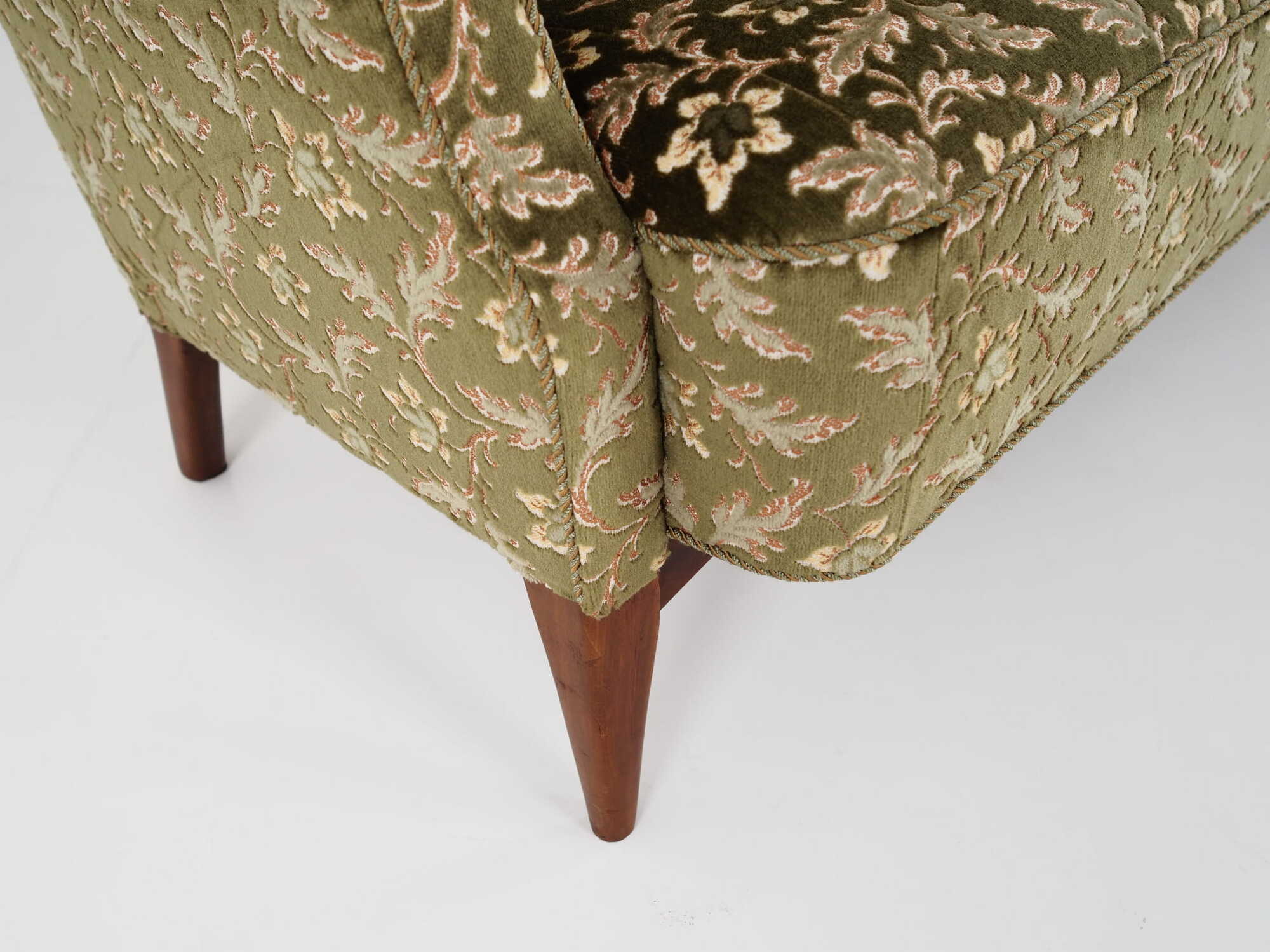 Vintage Sofa Beech wood Textile Green 1960s 8