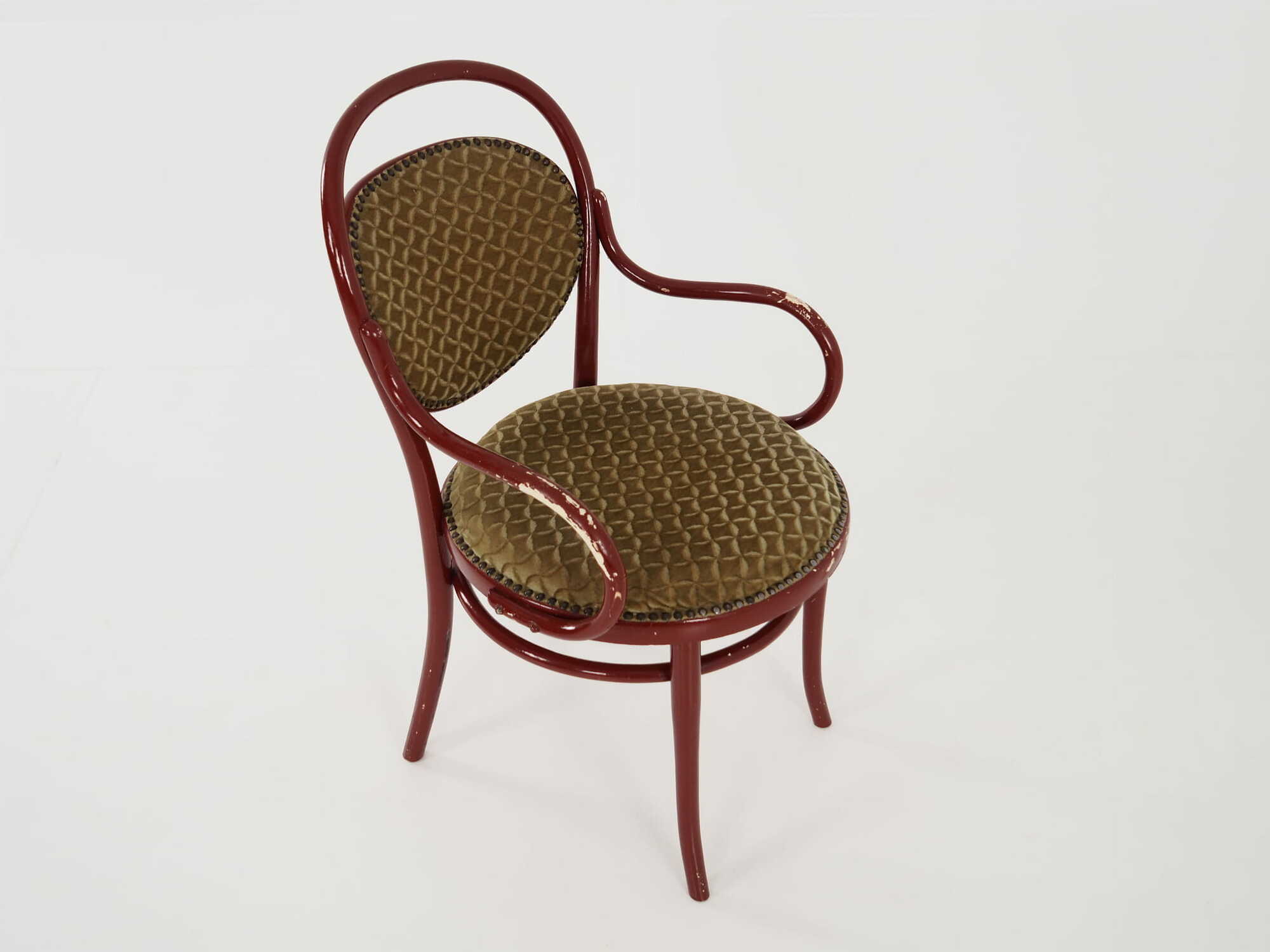 Vintage chair beech wood textile green 9