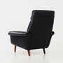 Vintage armchair, natural leather, wood, black, 1970s 4