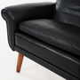Vintage armchair, natural leather, wood, black, 1970s 9