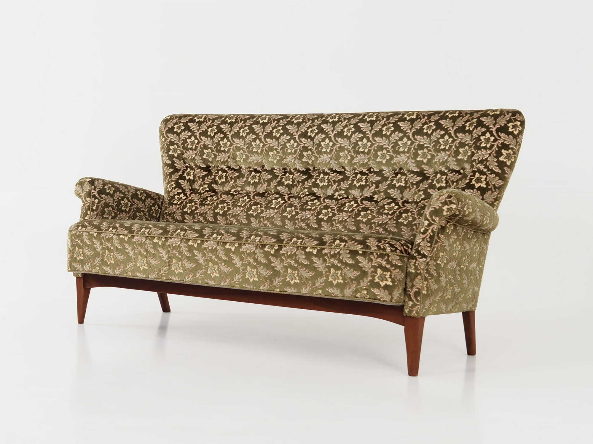Vintage Sofa Beech wood Textile Green 1960s 4