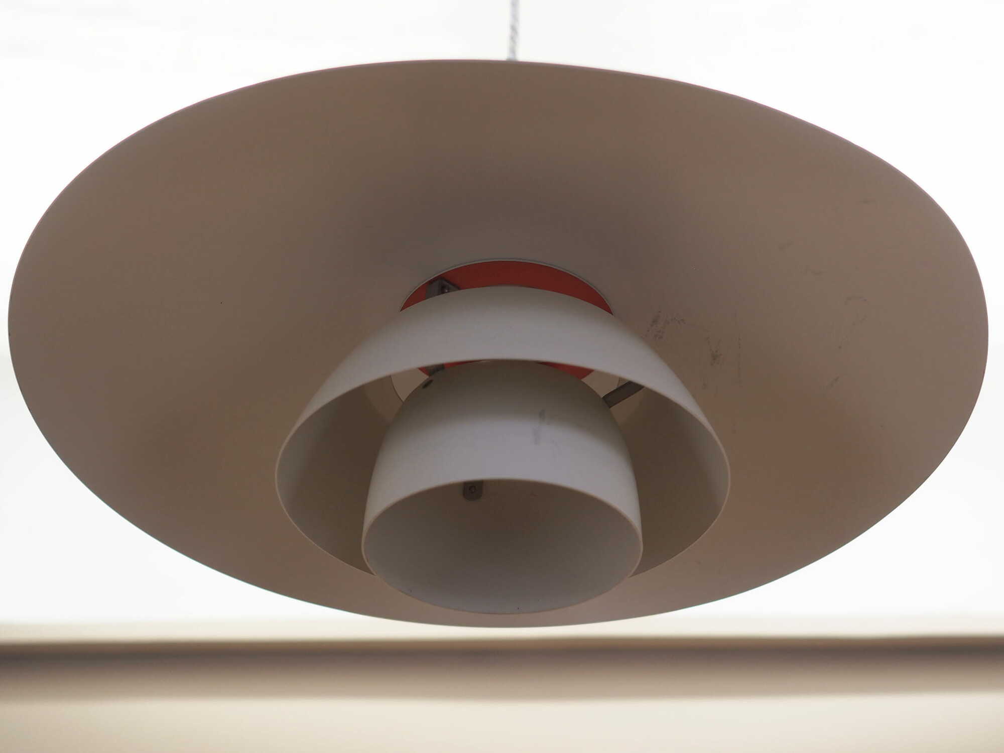 Vintage Pendant Lamp Metal White 1960s 2