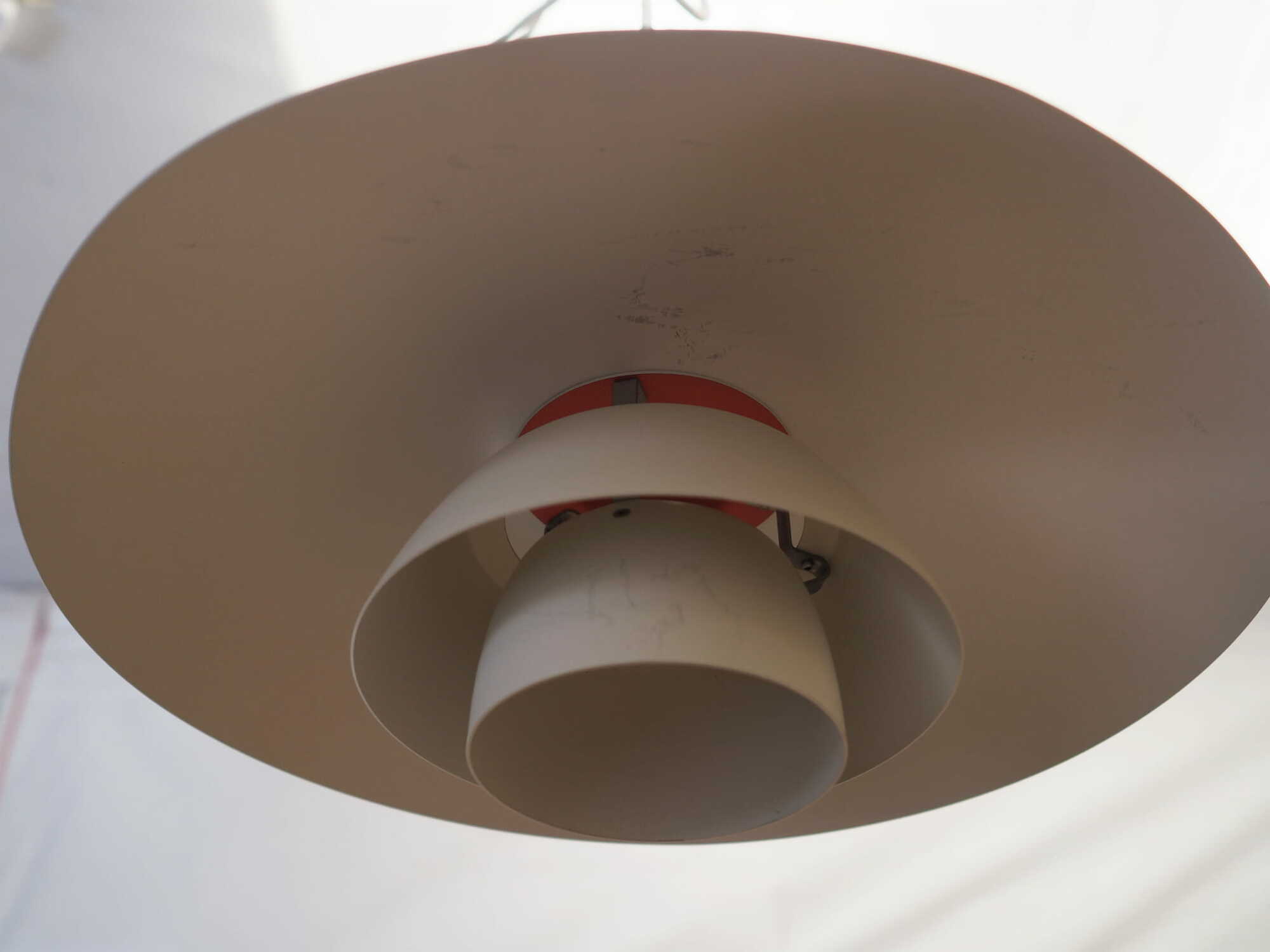 Vintage Pendant Lamp Metal White 1960s 3