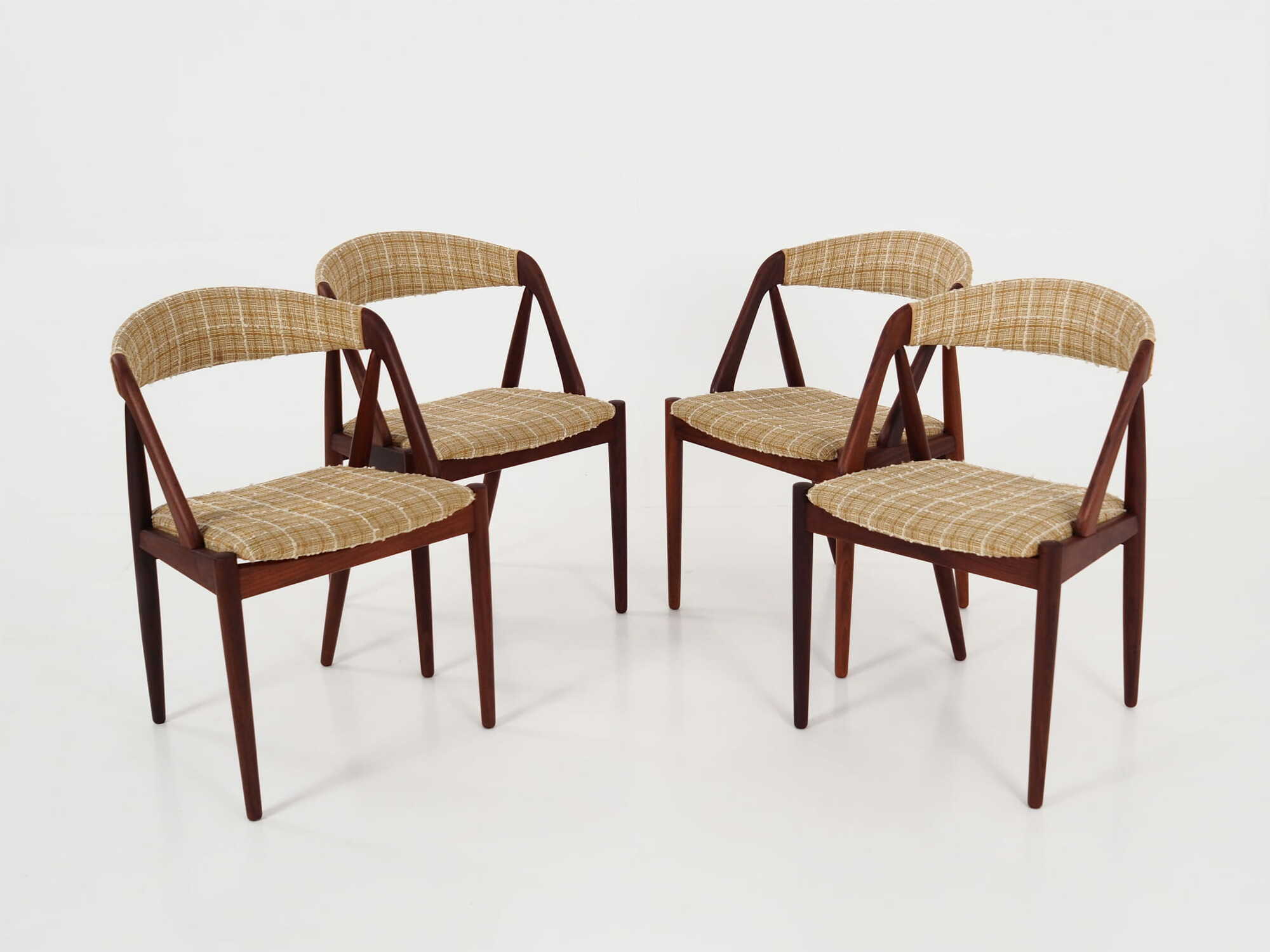 4x Sedie Vintage Teak Tessuto Beige Anni '70 2