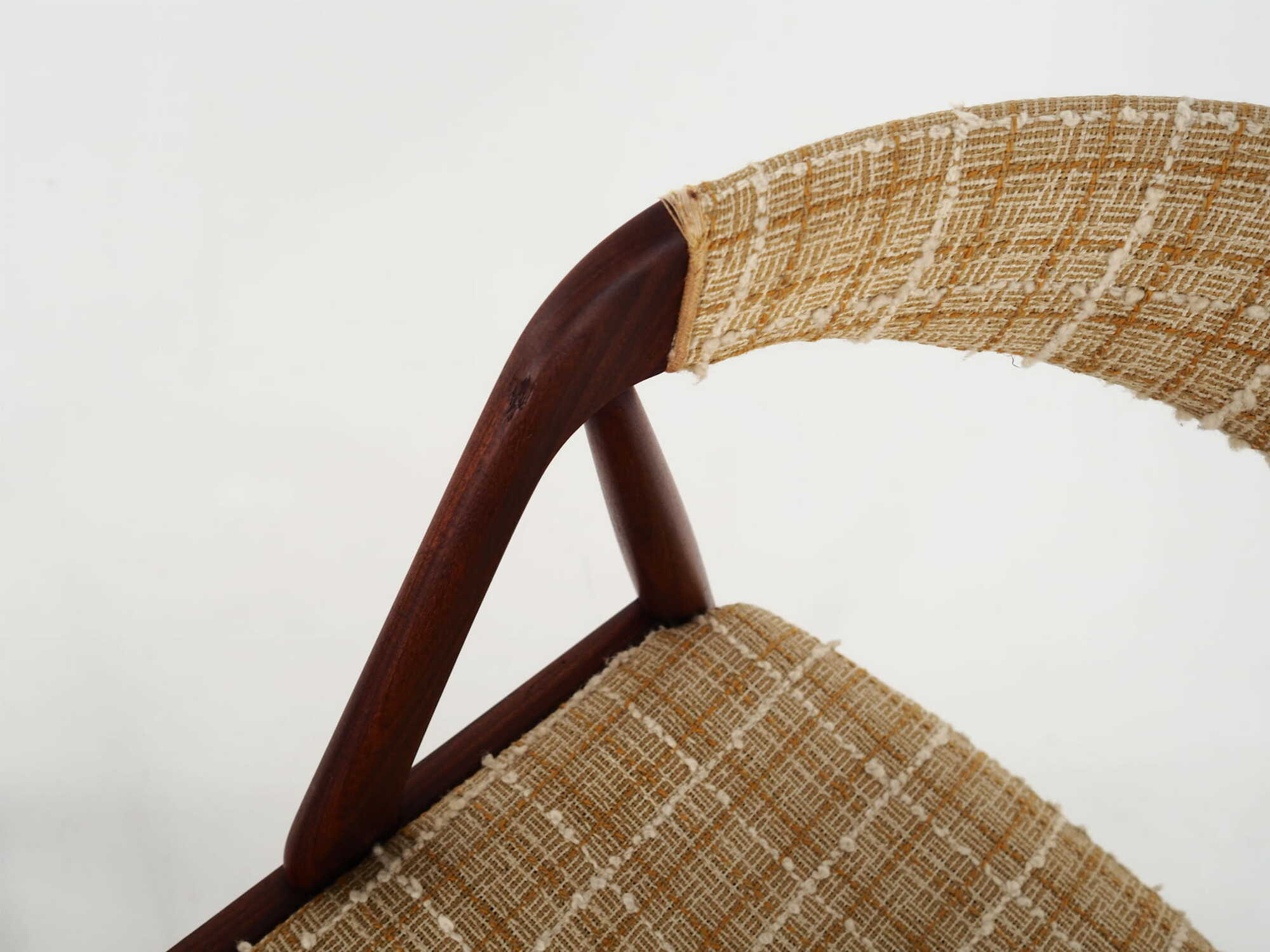 4x Vintage chair teak wood textile beige 1970s 4