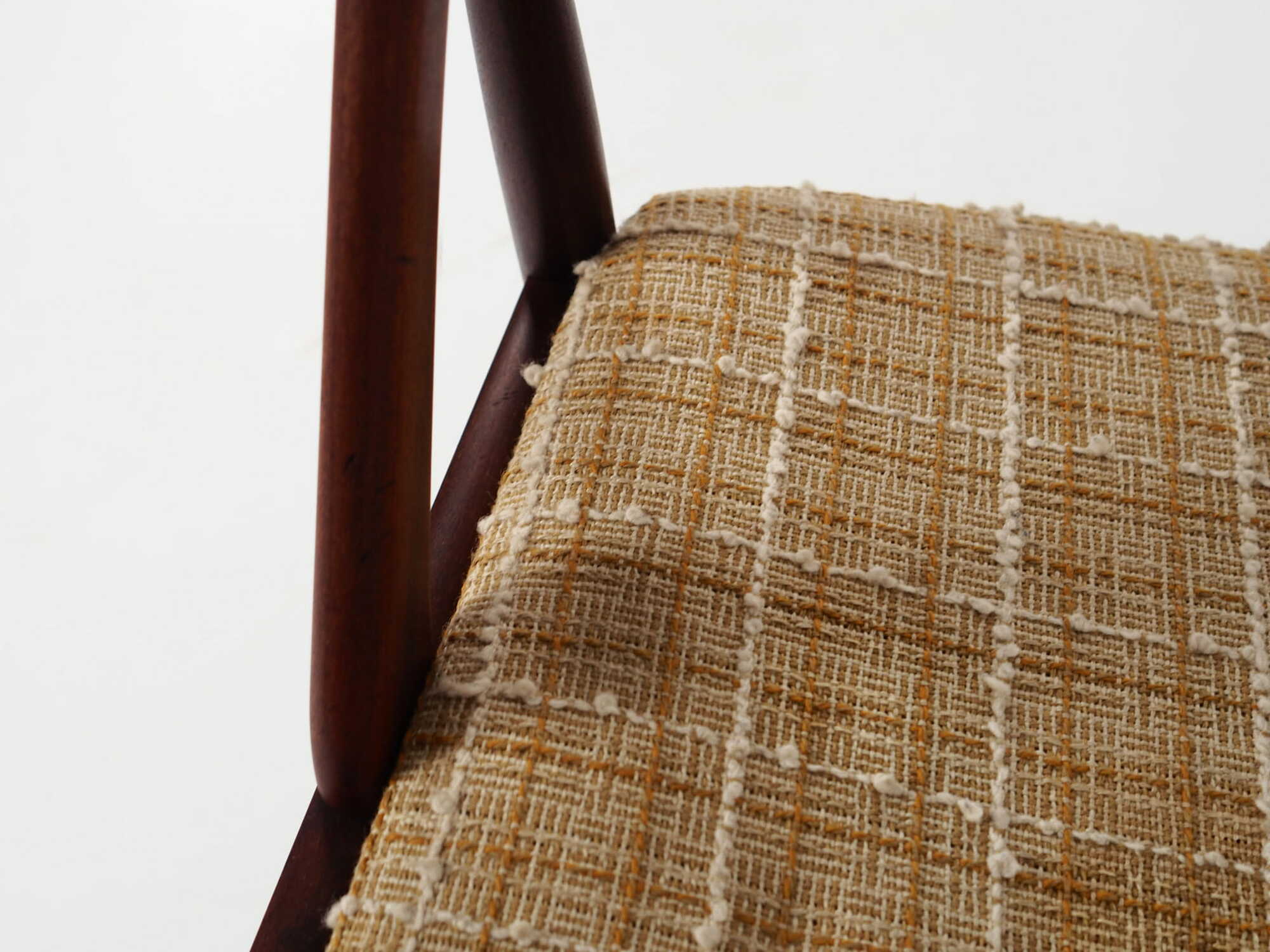 4x Sedie Vintage Teak Tessuto Beige Anni '70 8