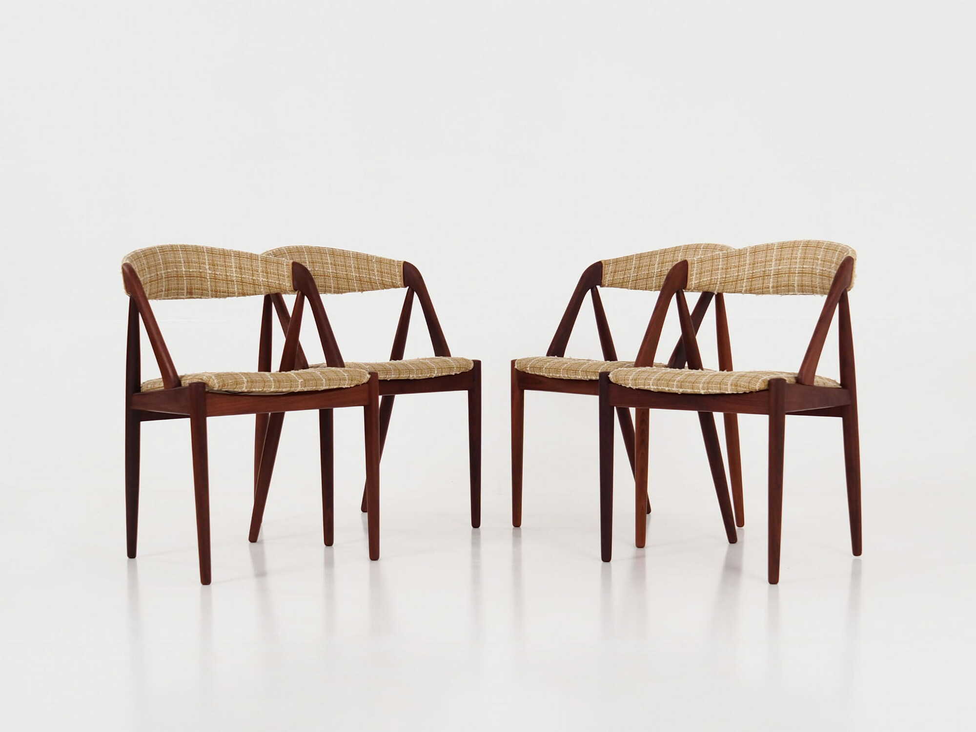 4x Sedie Vintage Teak Tessuto Beige Anni '70 1