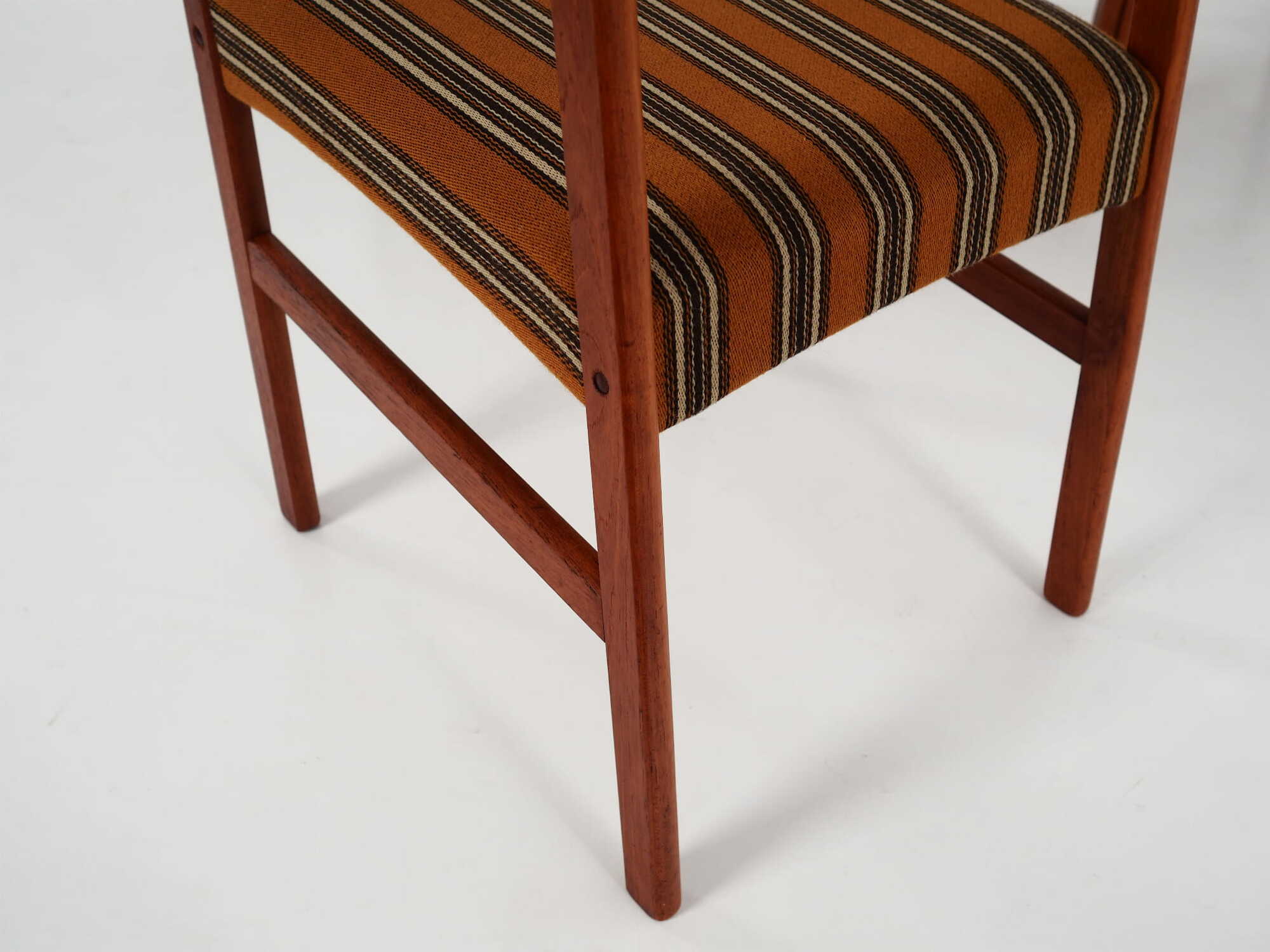 6x Vintage Chair Teak Wood Textile Brown 1970s 6