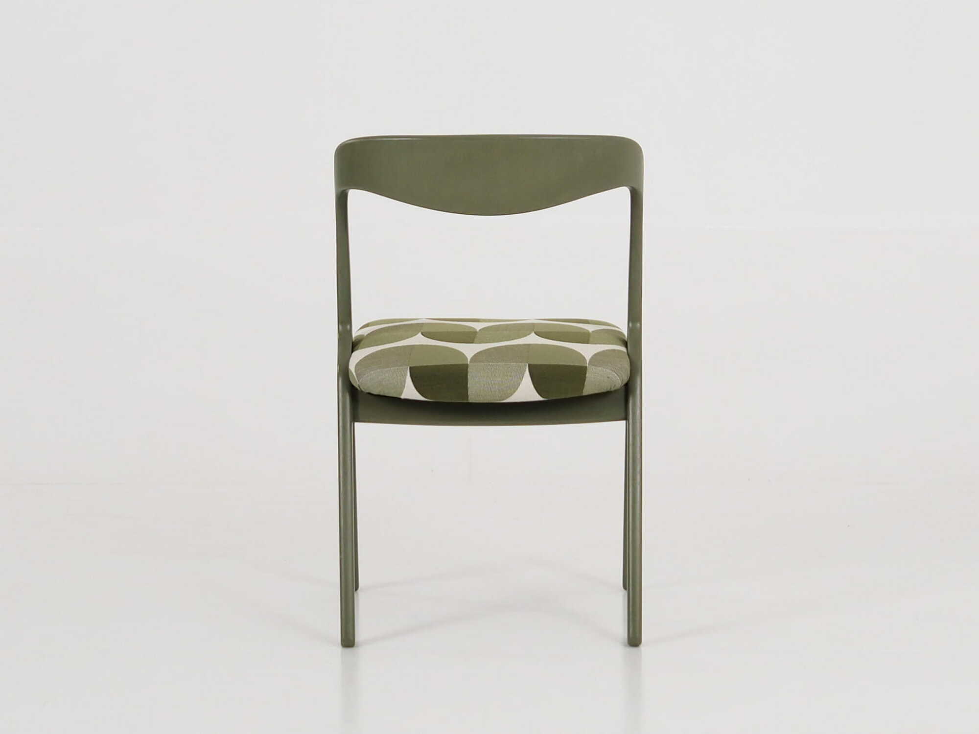 Vintage Chair Wood Fabric Green 1970s 4