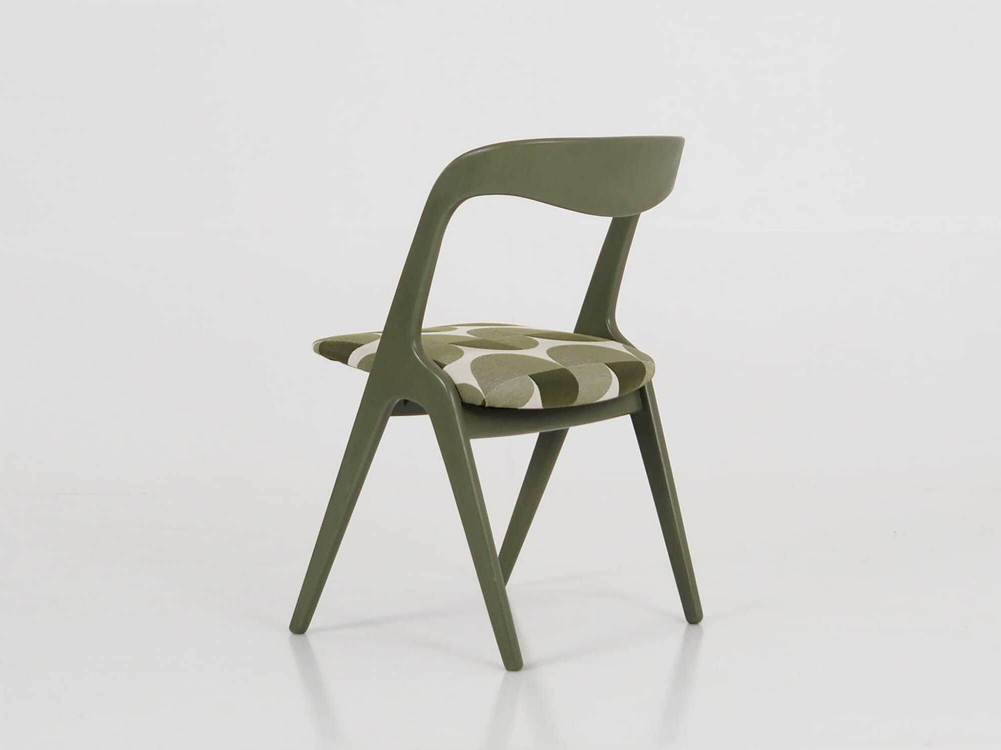 Vintage Chair Wood Fabric Green 1970s 3