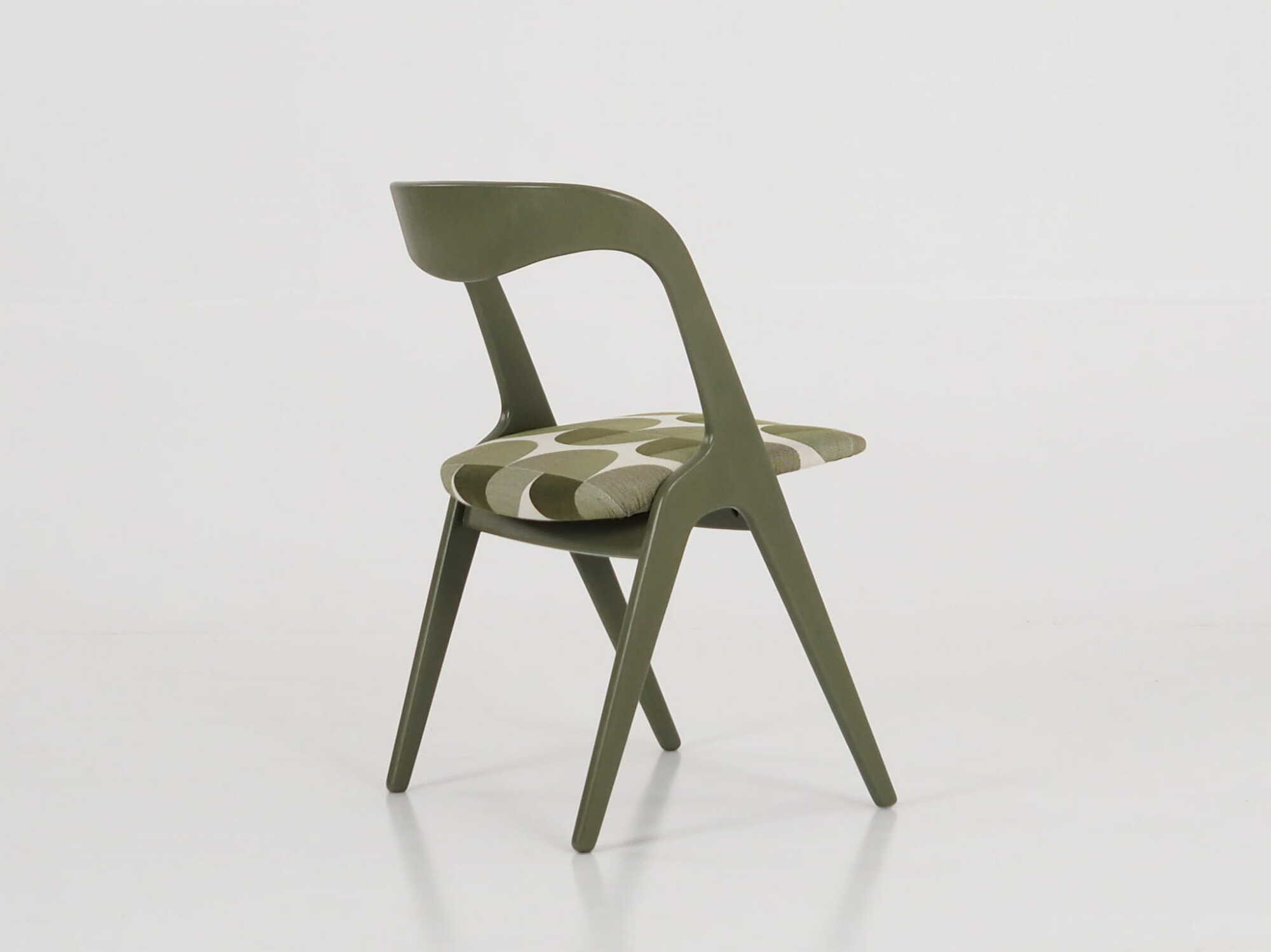 Vintage Chair Wood Fabric Green 1970s 5