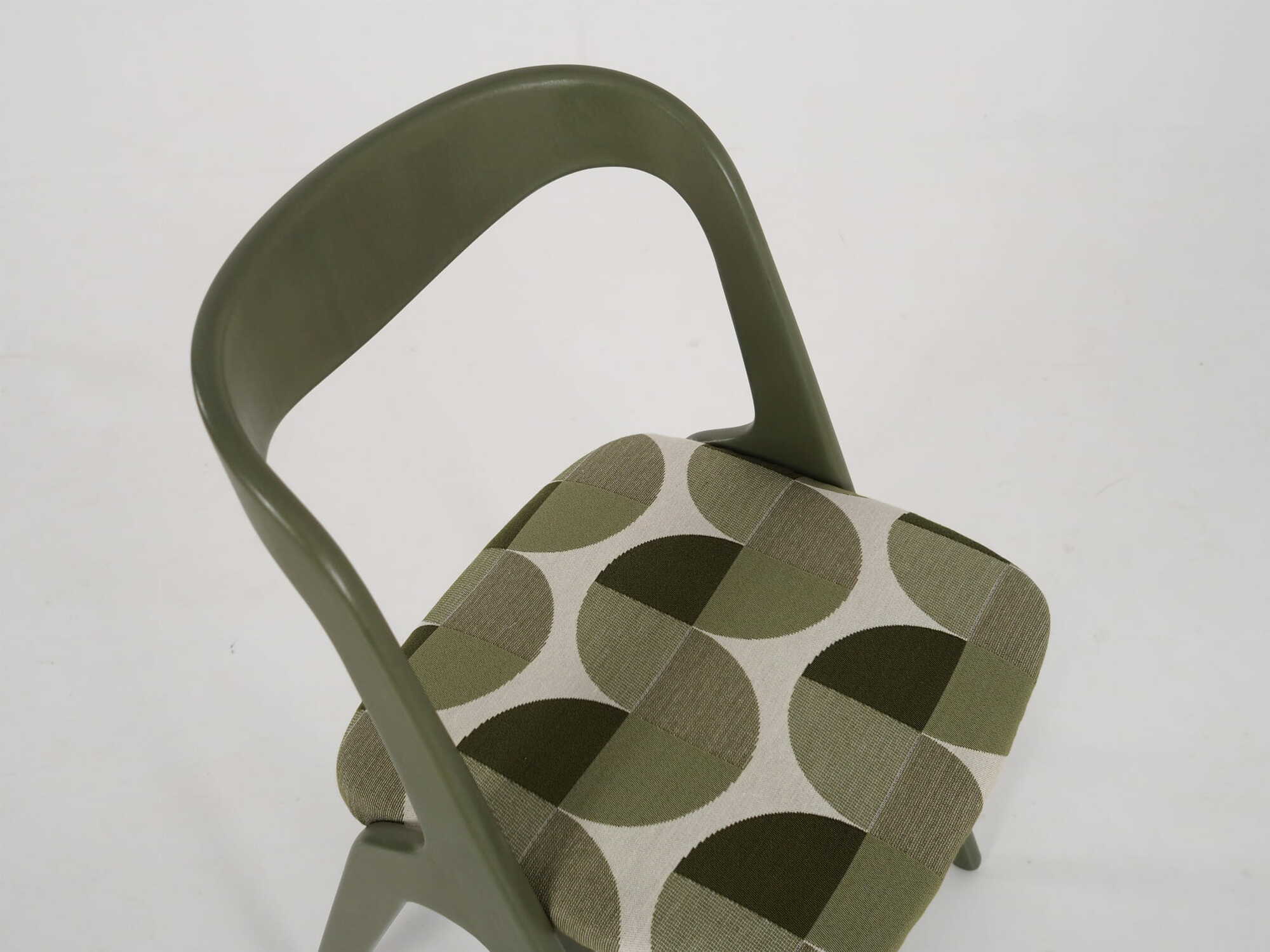 Vintage Chair Wood Fabric Green 1970s 7