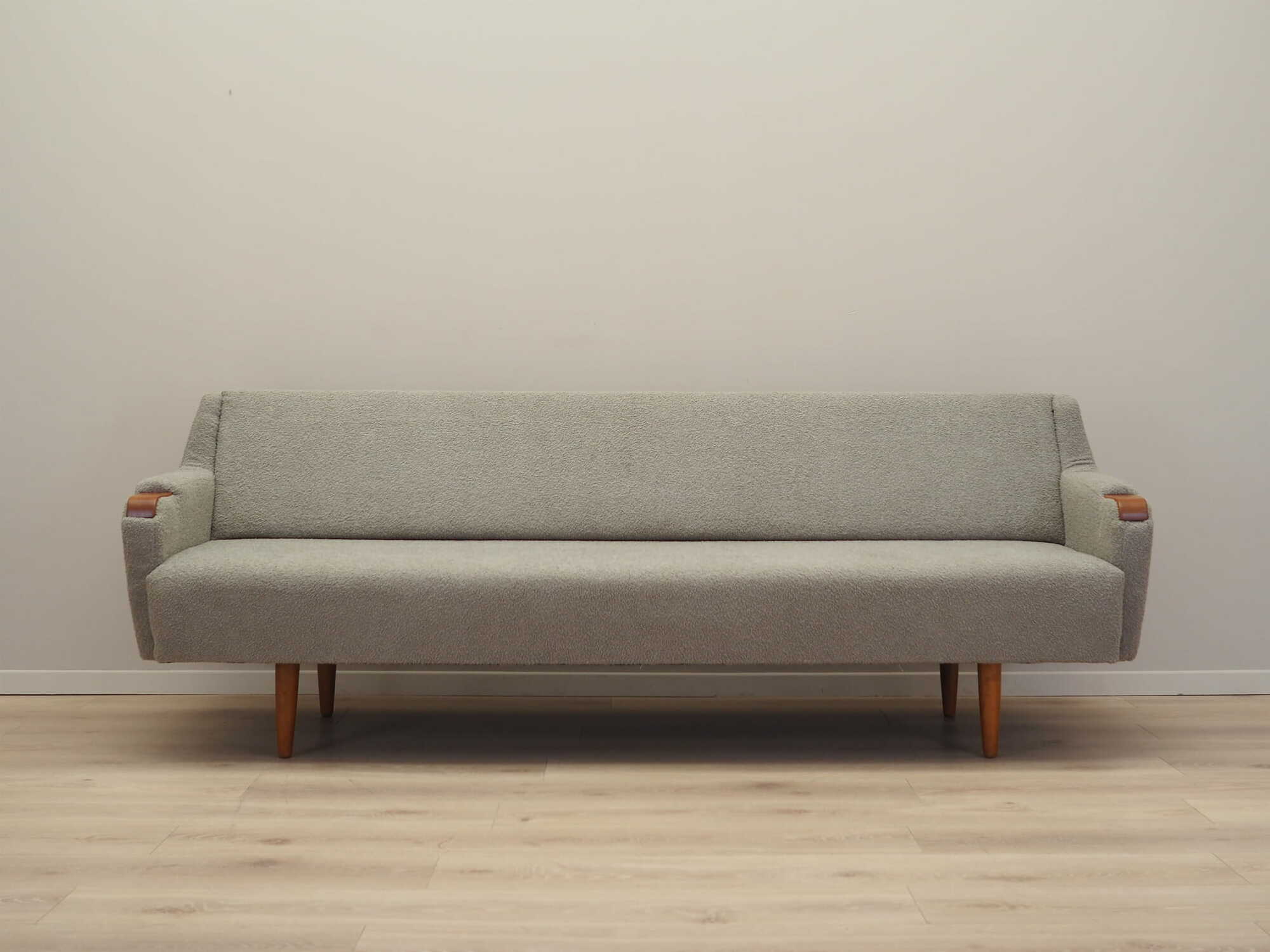 Divano Legno di teak Tessuto Anni '70 Grigio Anni 1