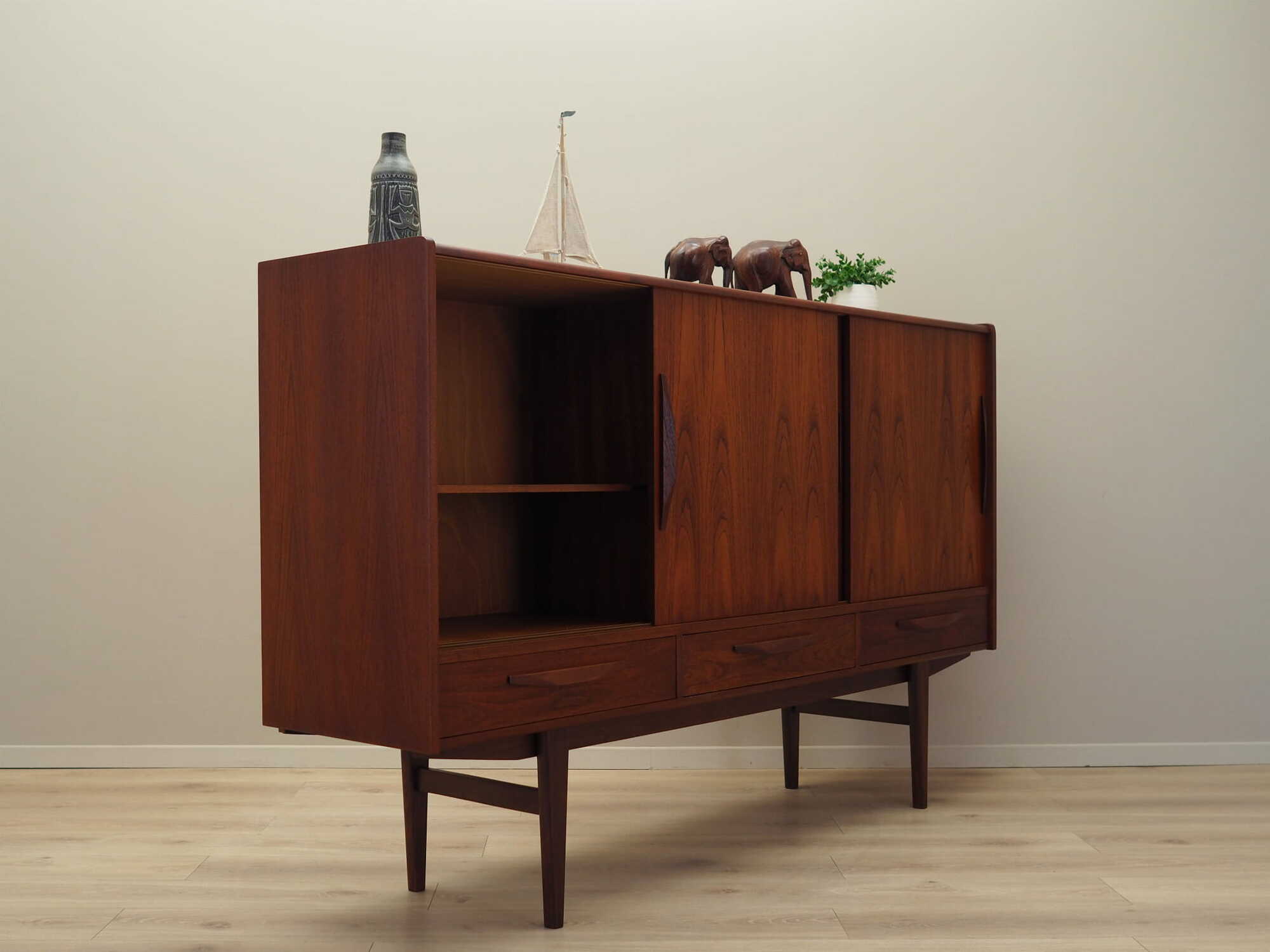 Highboard Holz Braun 1970er Jahre 5