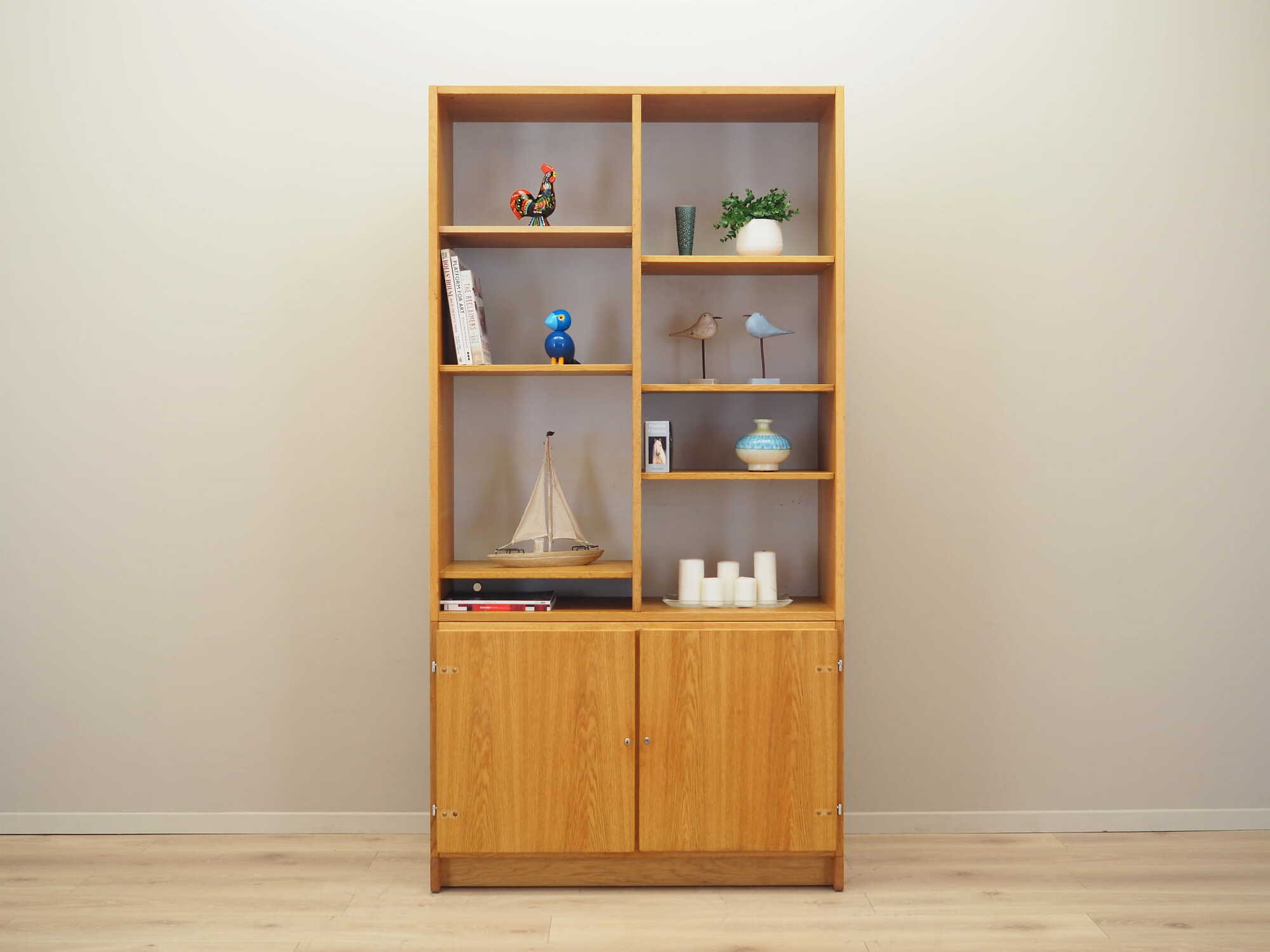 Vintage Bookshelf Ash Wood Brown 1970s 1