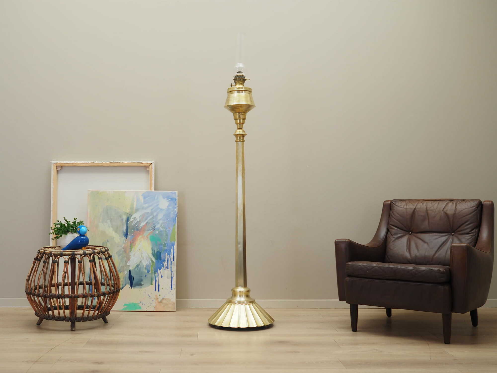Vintage floor lamp glass metal gold 1920s 1