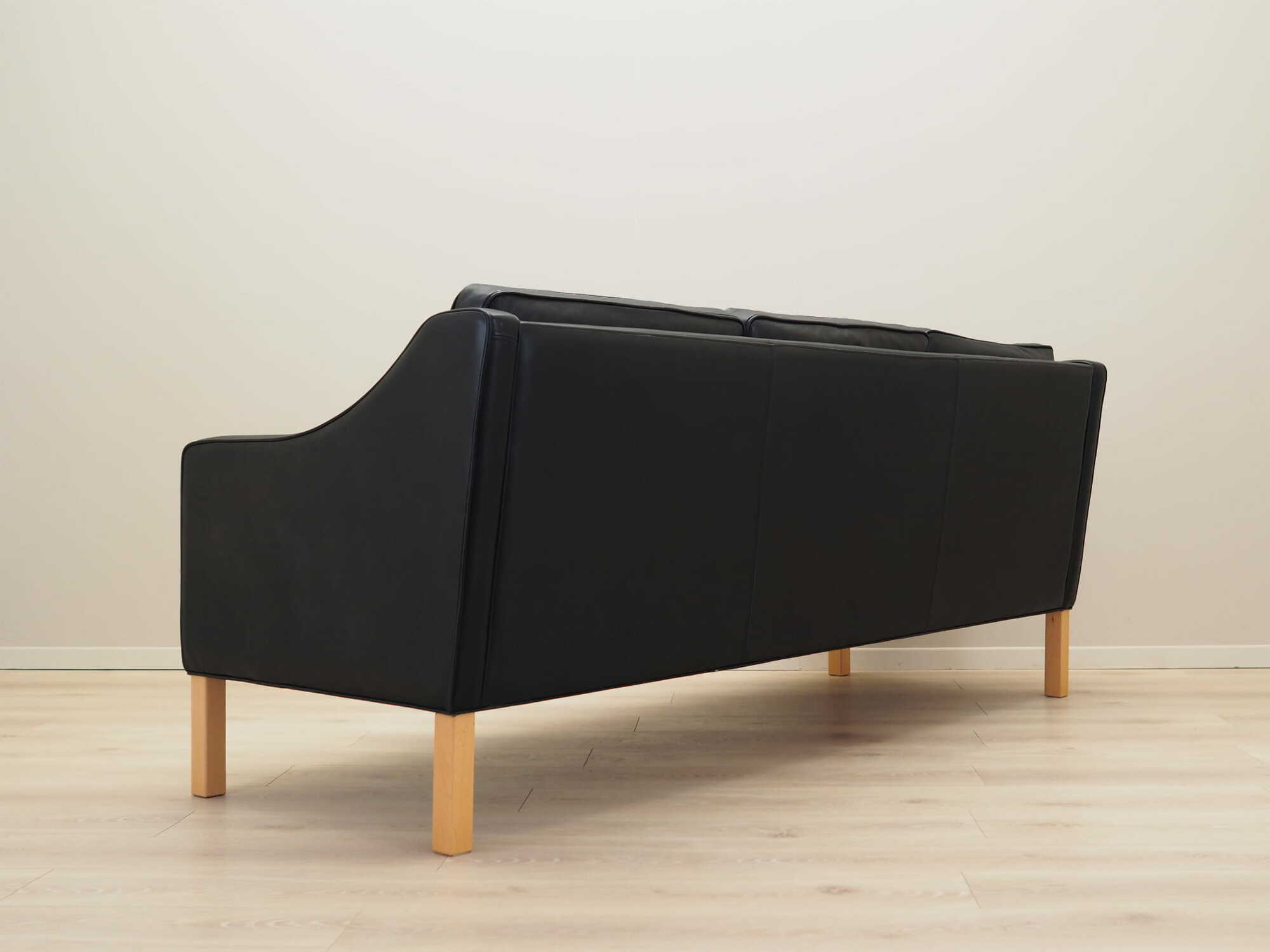 Sofa Leather Black 1970s 3