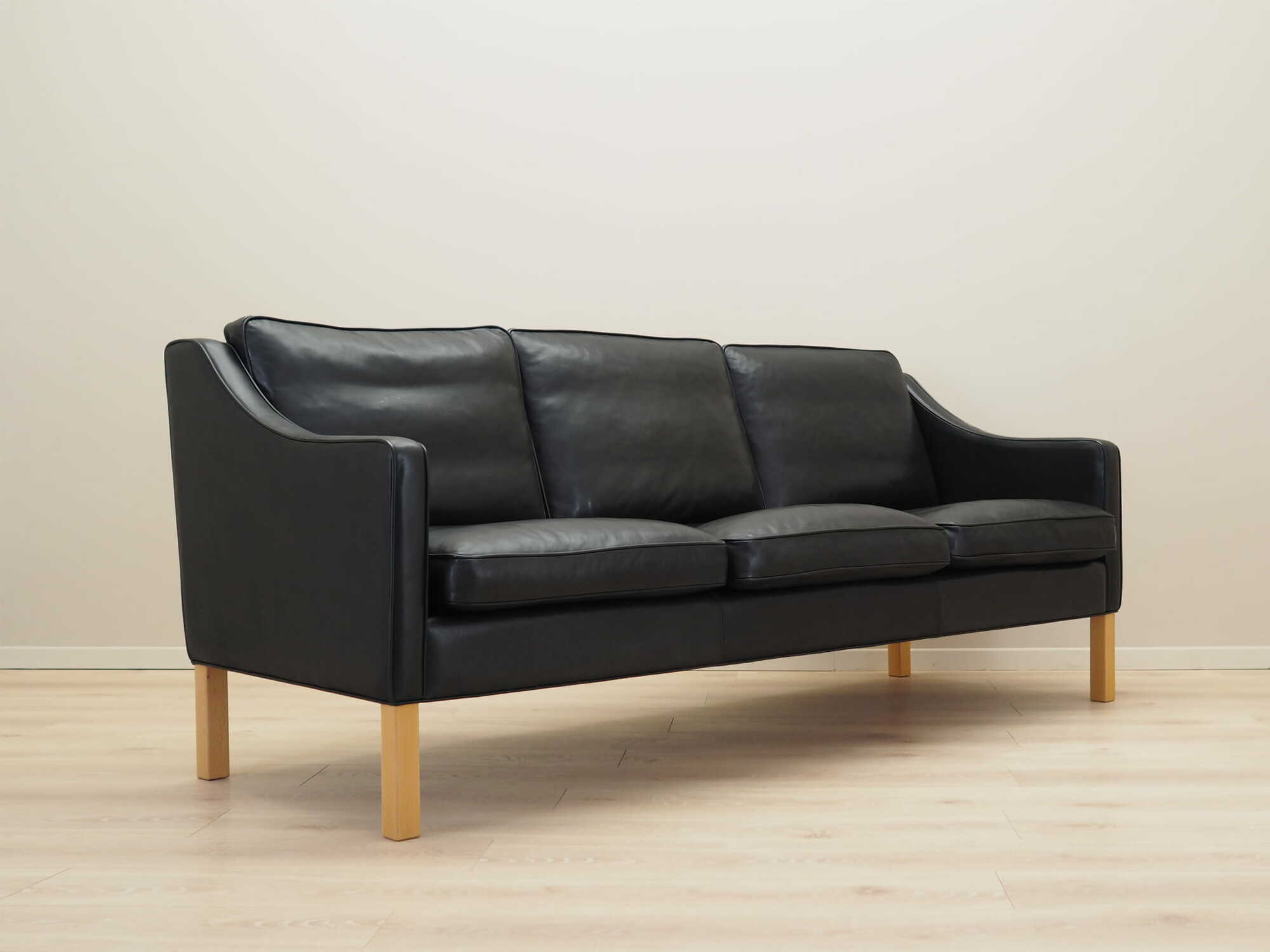 Sofa Leather Black 1970s 4