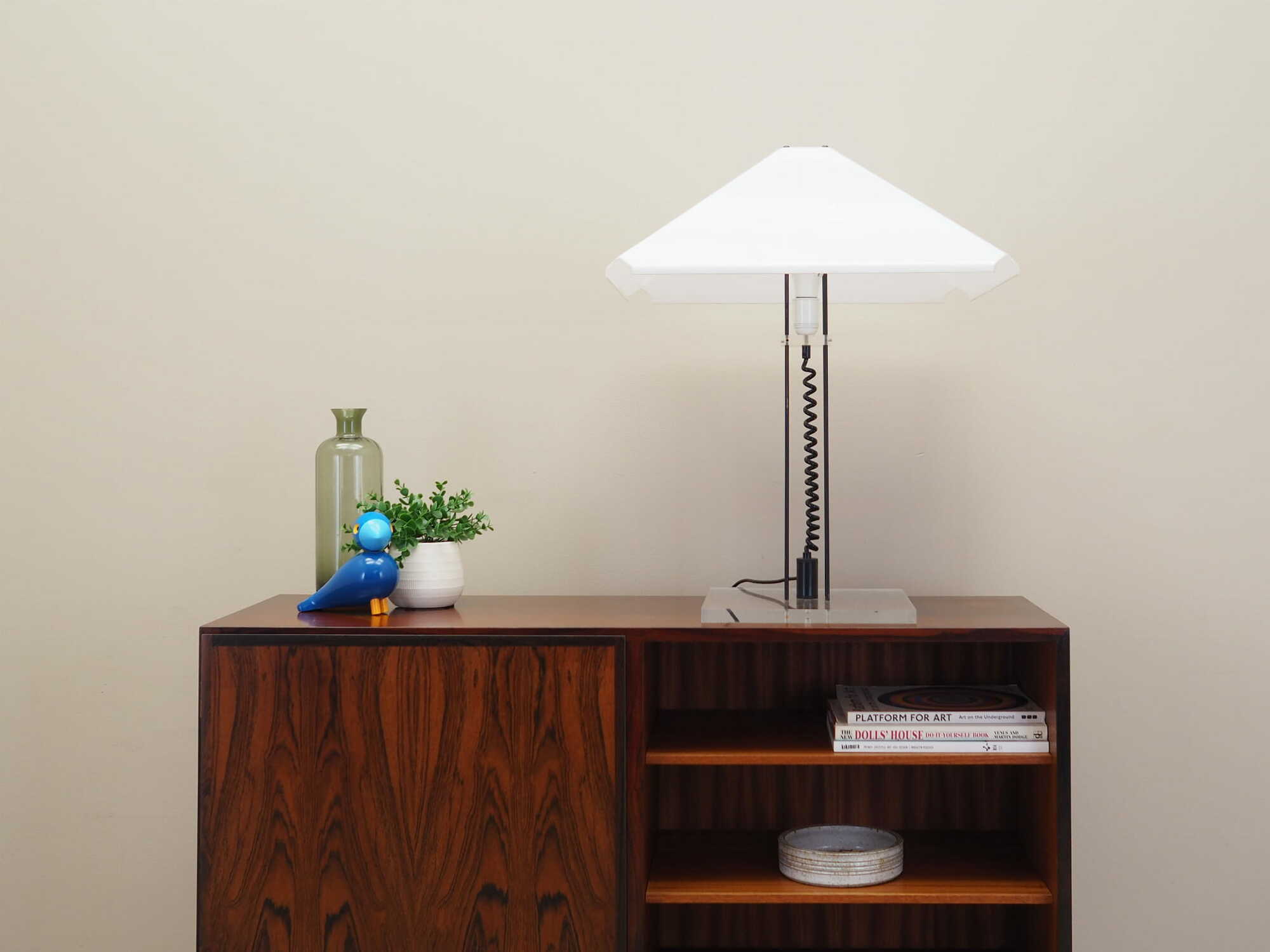 Table lamp Plastic Metal White 1970s 1