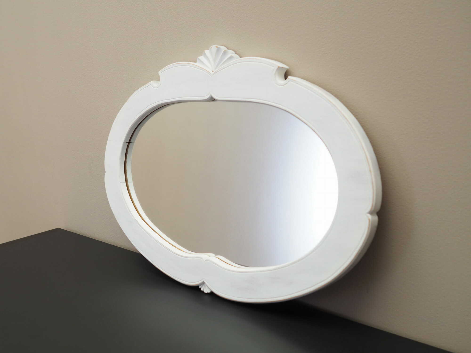 Vintage Mirror Pine White 1960s 6
