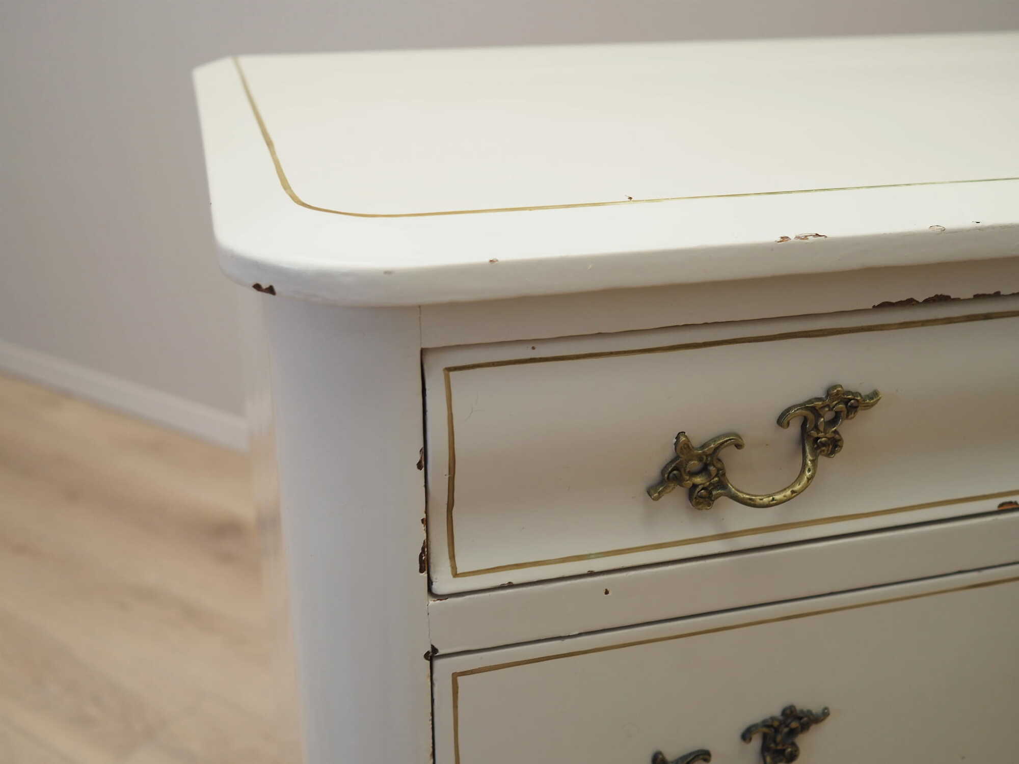 Vintage chest of drawers pine wood white 1950s 9