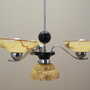Vintage chandelier glass metal yellow 1970s 6
