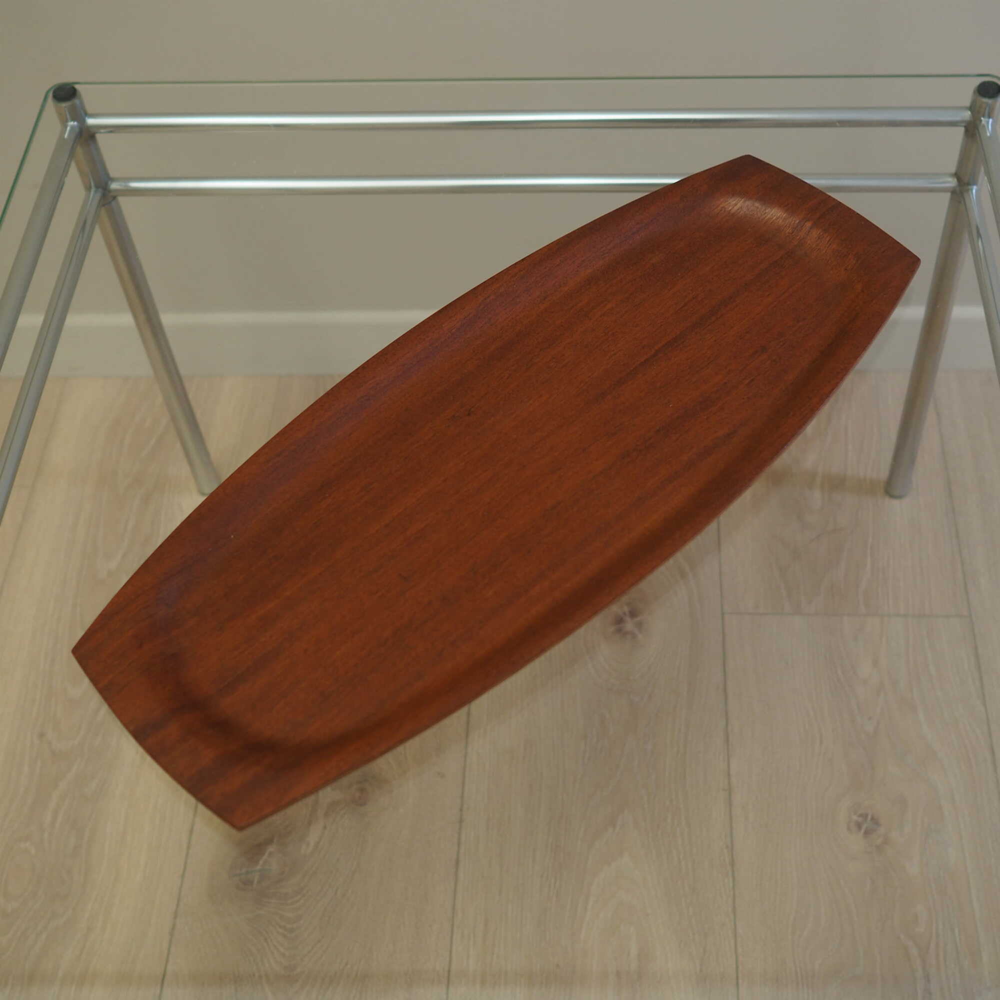 Vintage Tray Teak Wood Brown 1960s 1