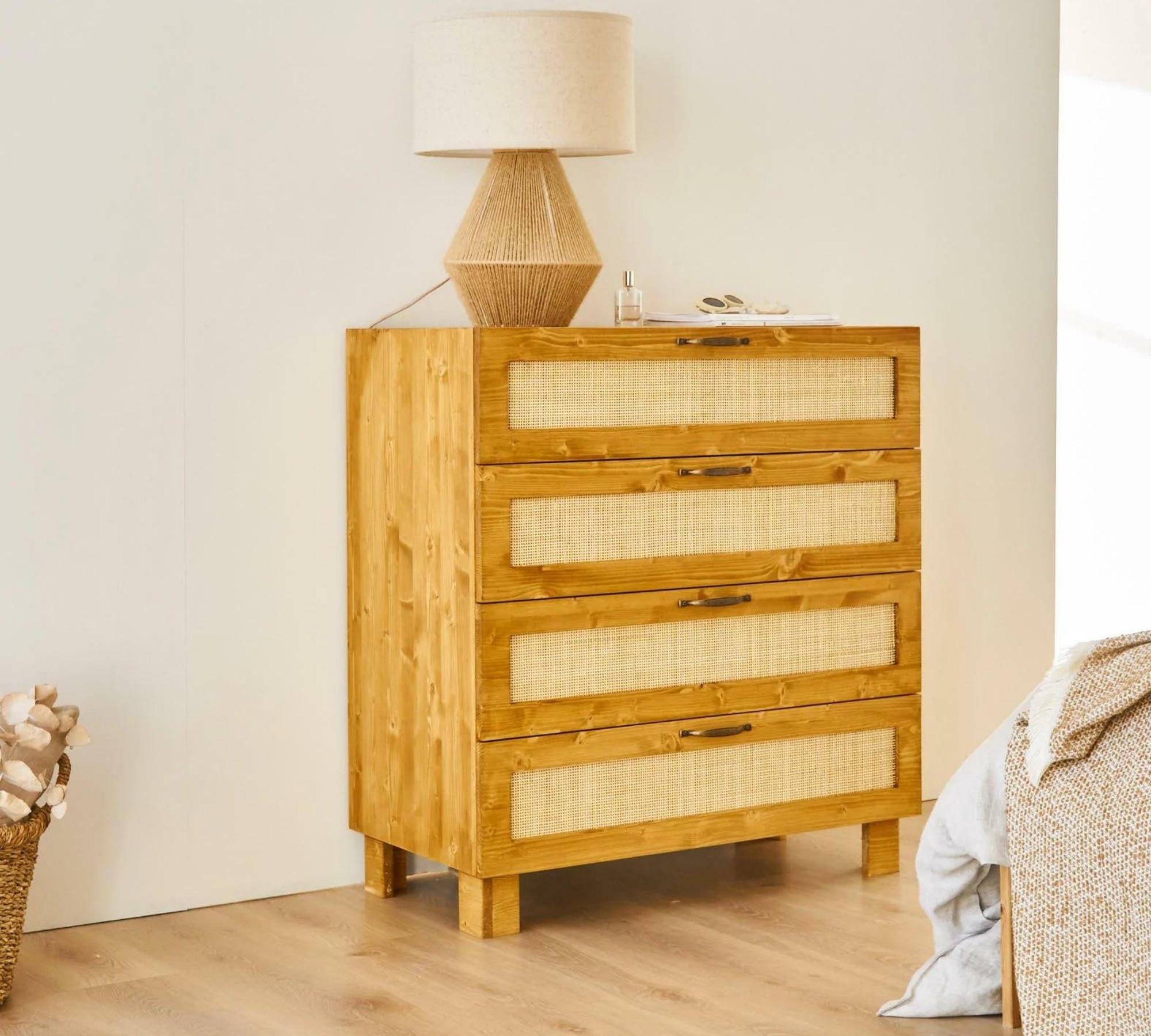 Kommode Tannenholz Schilfrohr-Faser Sand 0