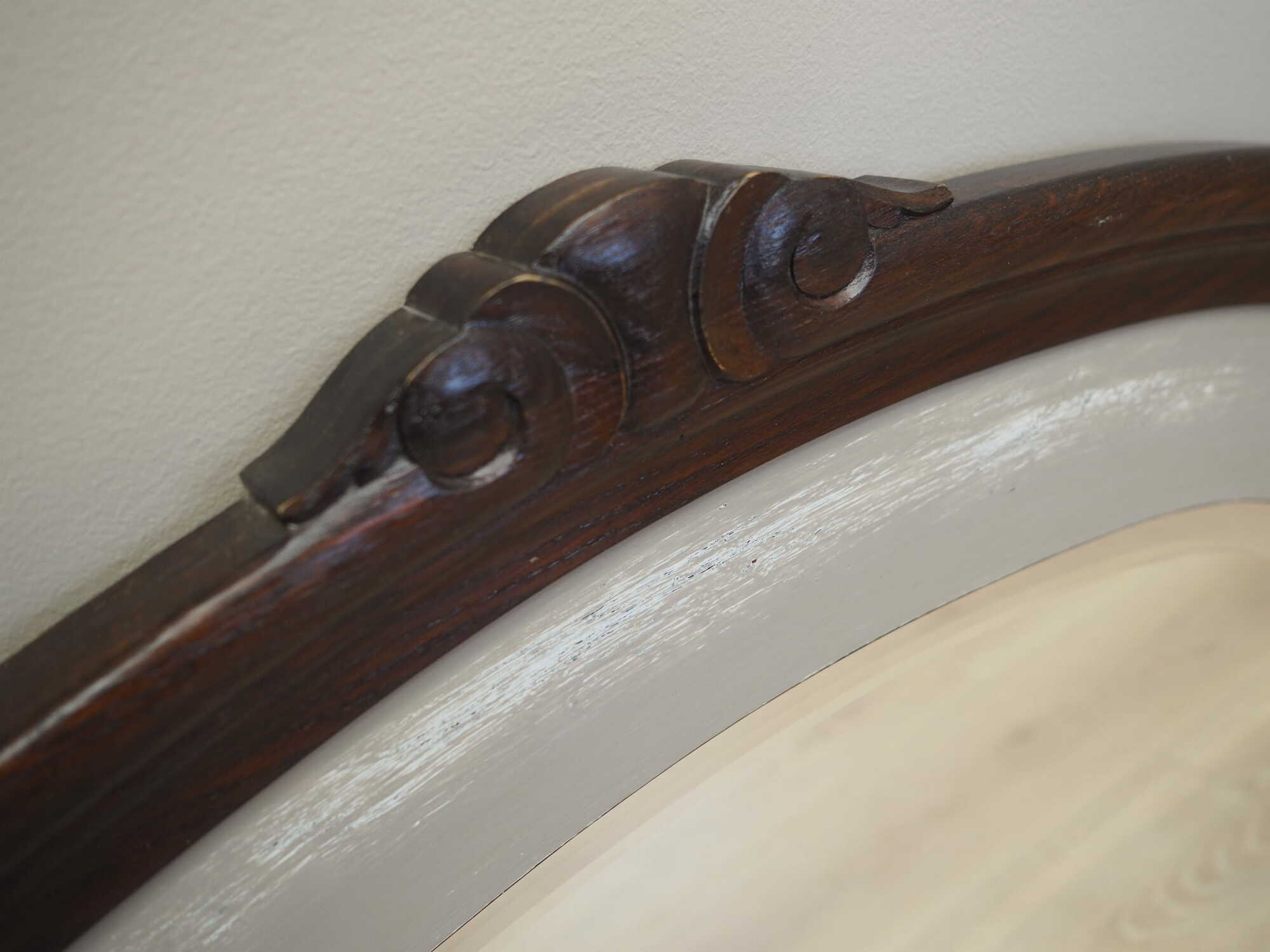 Vintage Mirror Oak Wood Brown 1960s 9