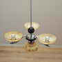 Vintage chandelier glass metal yellow 1970s 3