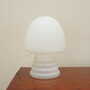 Vintage Table Lamp Glass Metal White 1970s 3