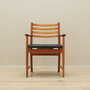 Vintage armchair Teak wood Leather Brown 1970s 2