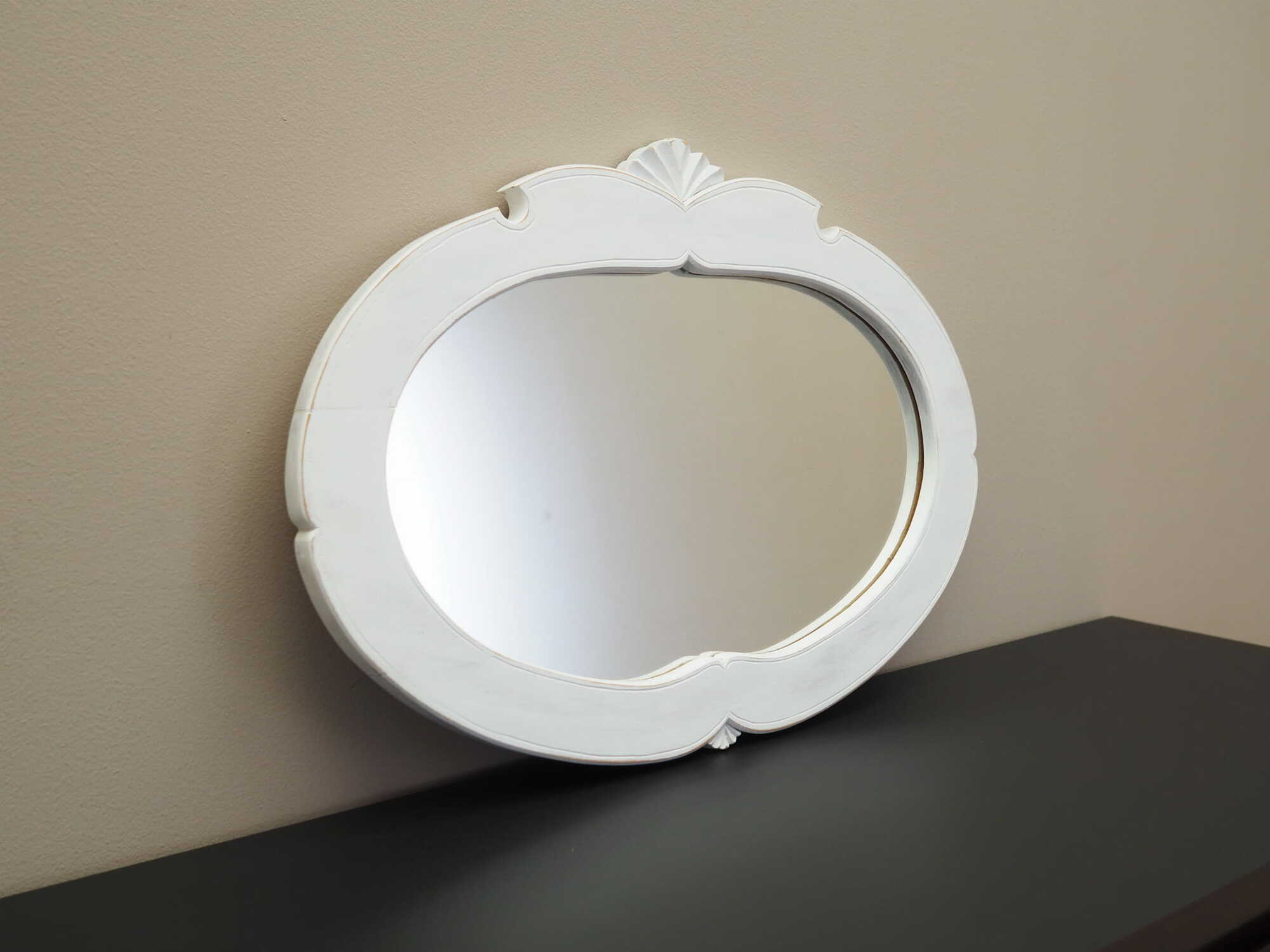 Vintage Mirror Pine White 1960s 1
