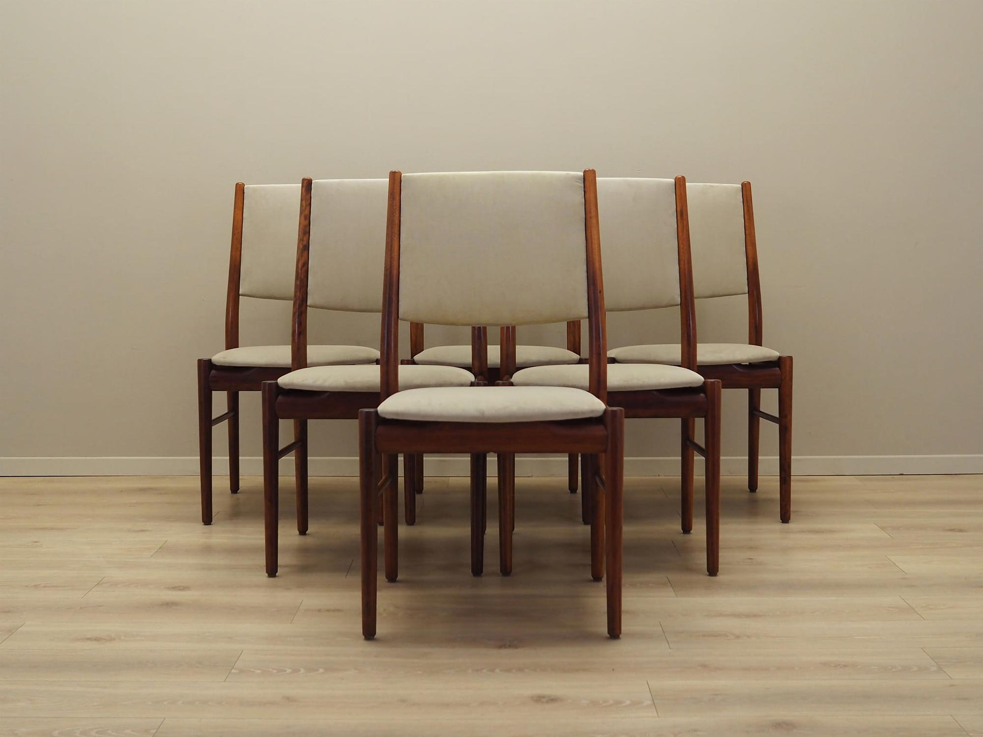 Sechser-Set Mahogany Stühle 1970 Jahre 1