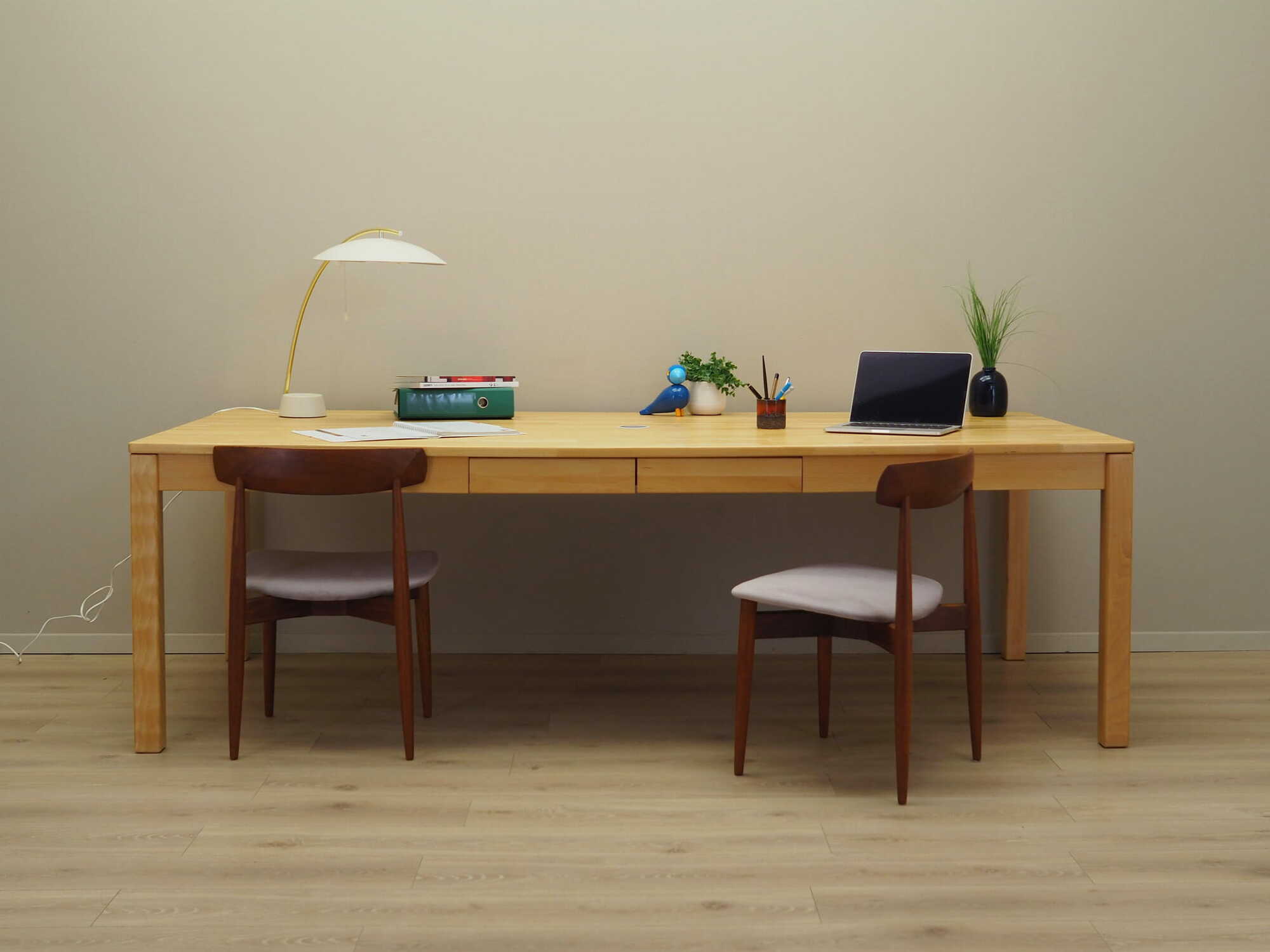 Vintage Desk Wood Beige 1980s 1