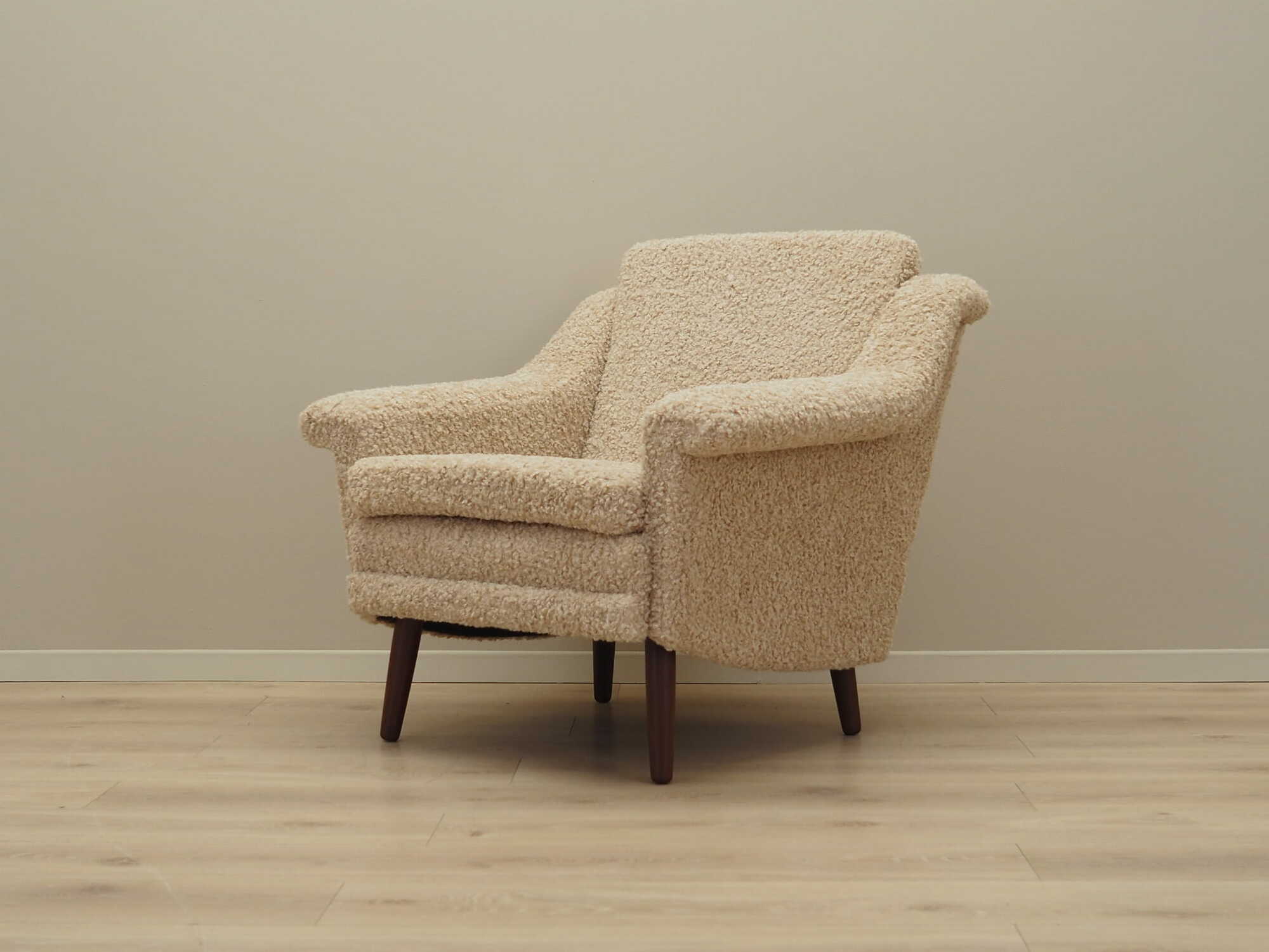 Vintage armchair textile wood beige 1970s 2