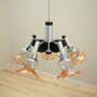 Vintage chandelier glass wood orange 1970s 4