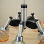 Vintage chandelier glass wood orange 1970s 6