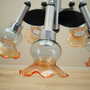 Vintage chandelier glass wood orange 1970s 5