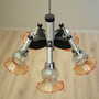 Vintage chandelier glass wood orange 1970s 8