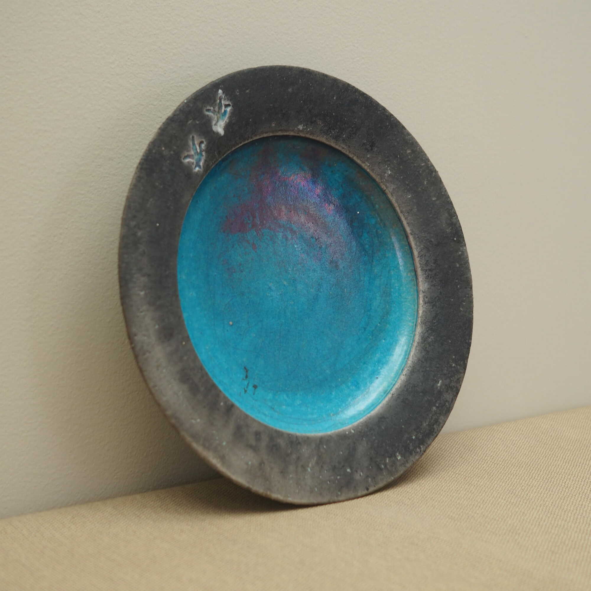 Piatto in ceramica multicolore anni '60 1