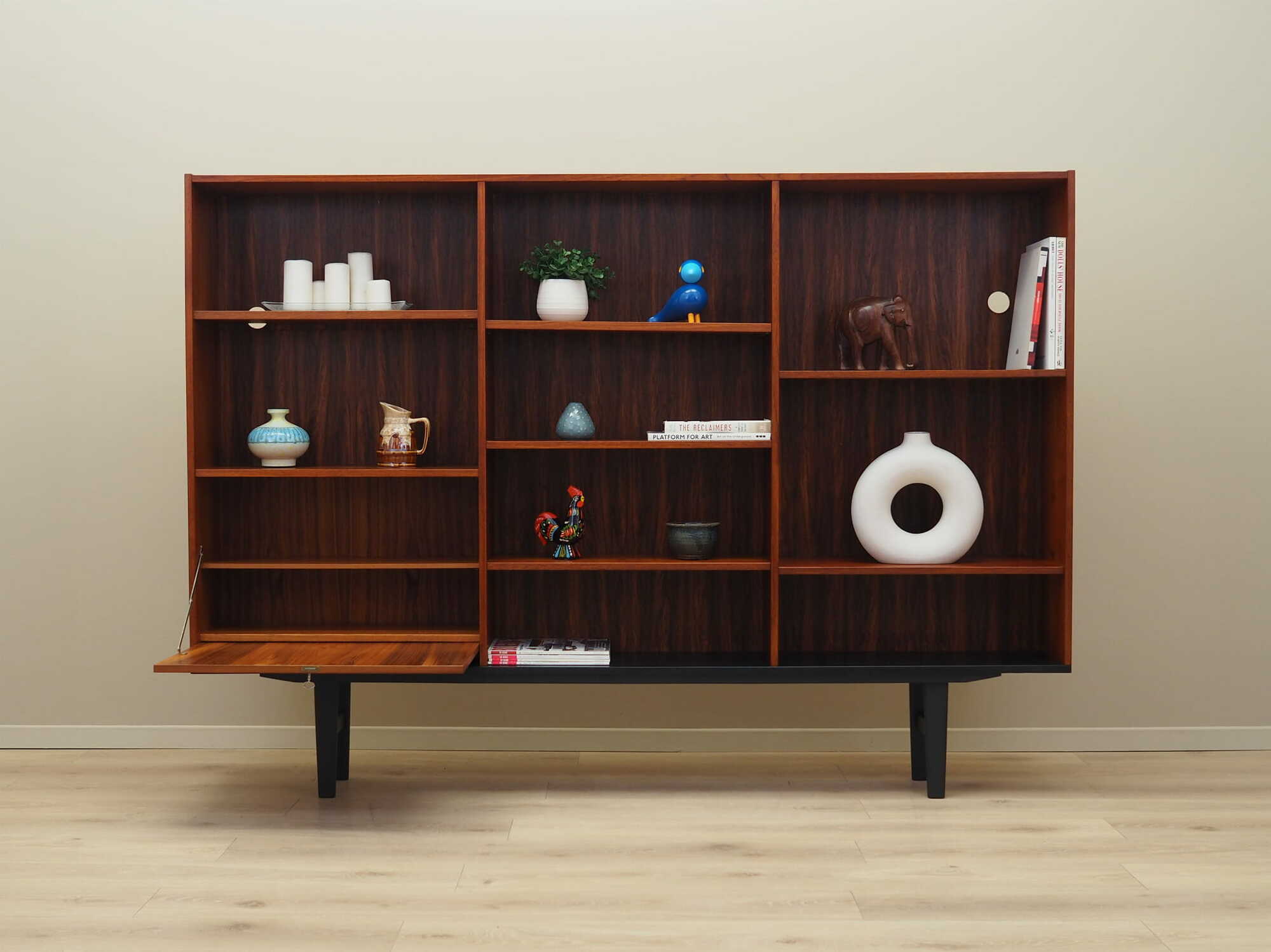 Vintage Bookshelf Teak Wood Brown 1970s 2