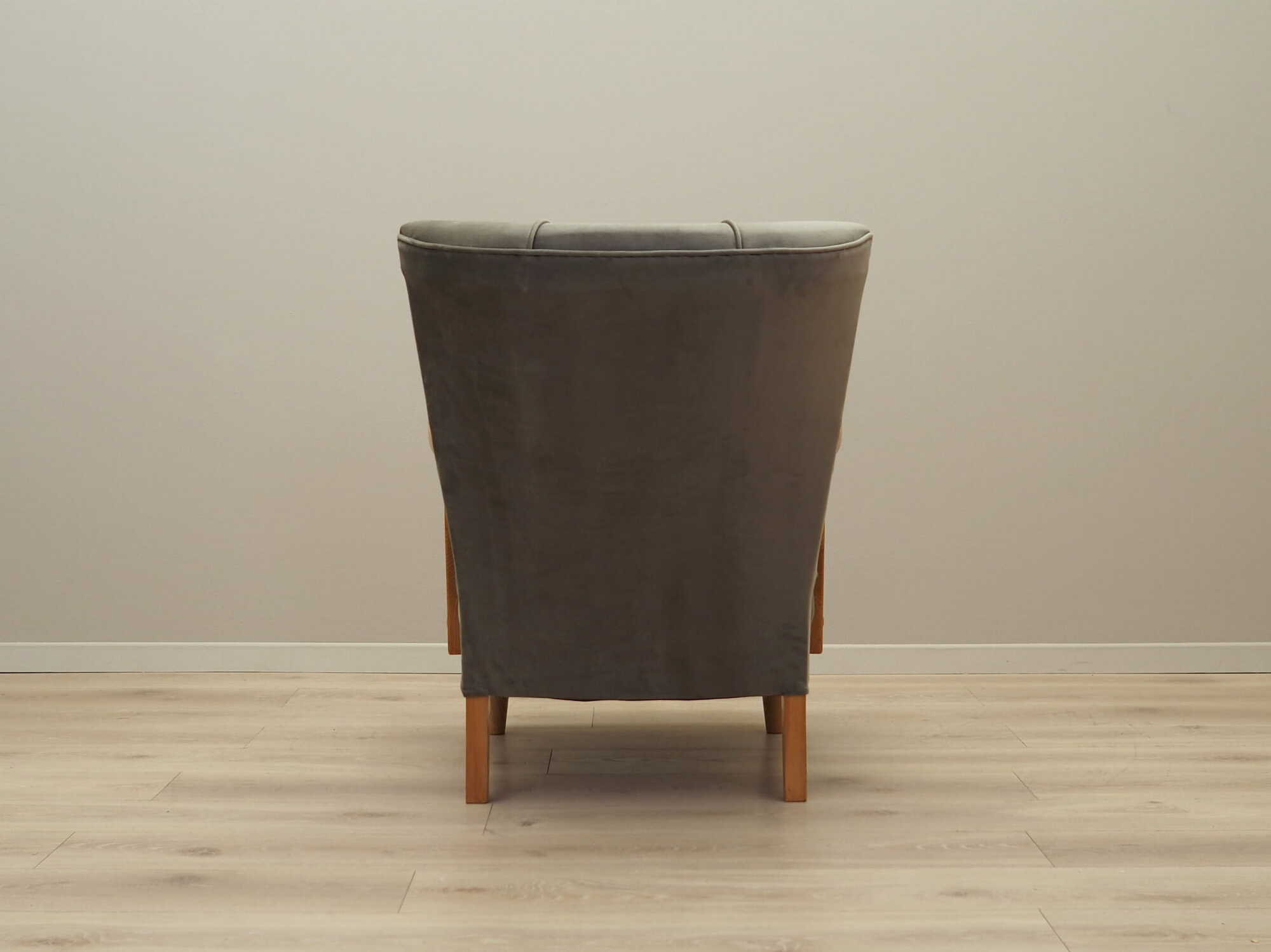 Vintage armchair beech wood velvet grey 1960s 6
