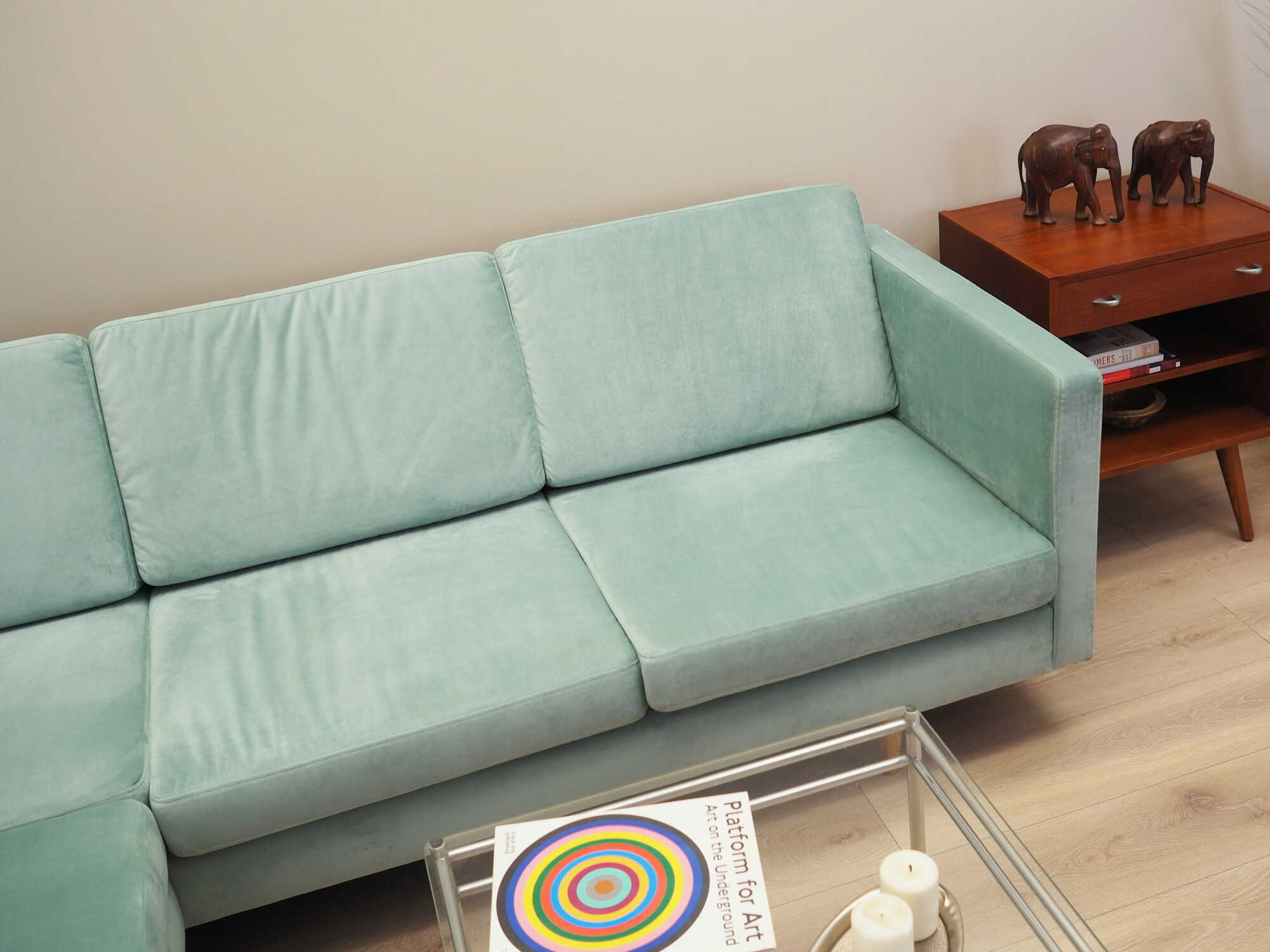 Ecksofa Textil Blau 1990er Jahre 4