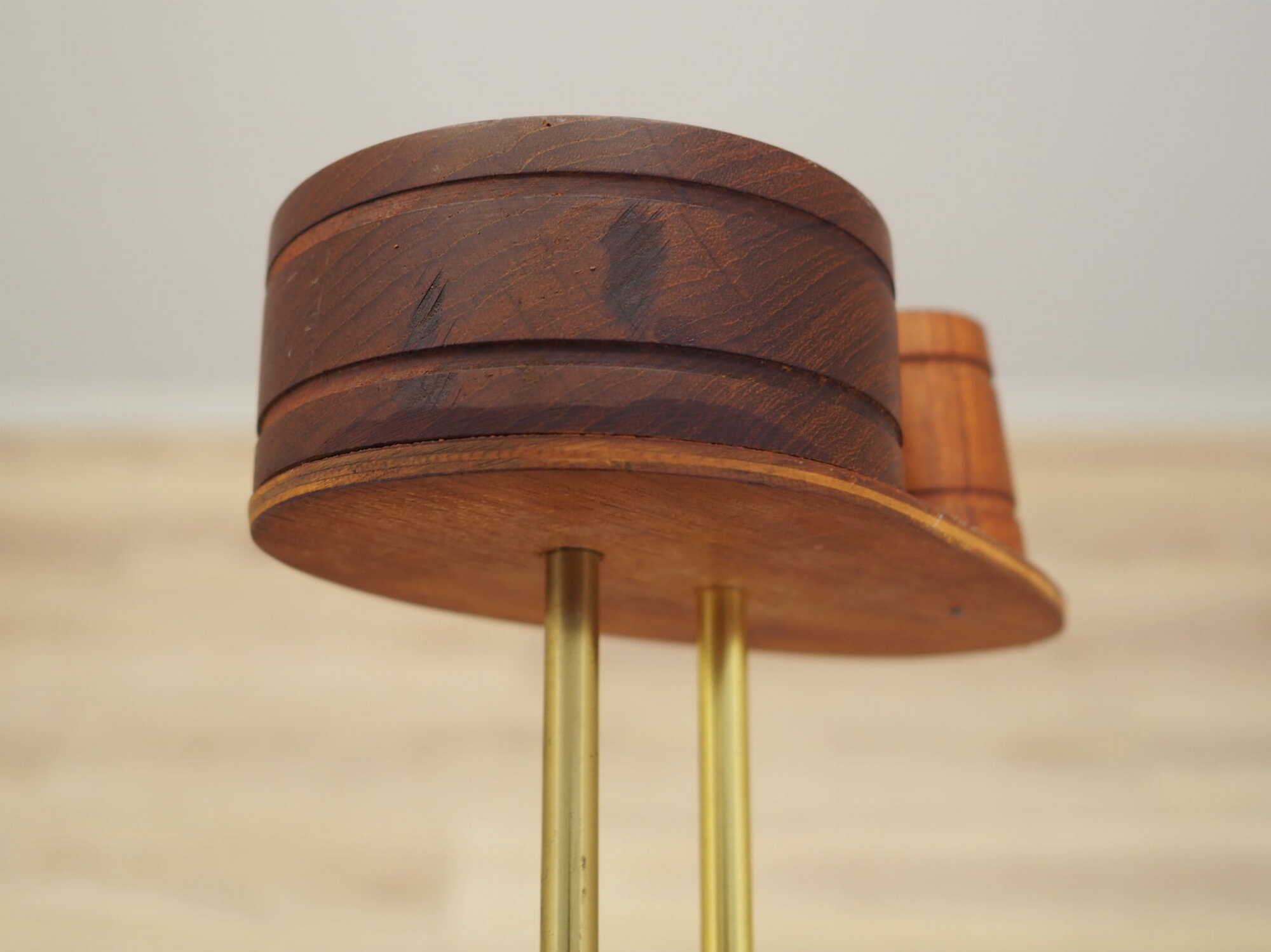 Vintage Ashtray Teak Wood Metal Brown 1970s 8