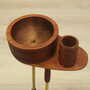 Vintage Ashtray Teak Wood Metal Brown 1970s 5