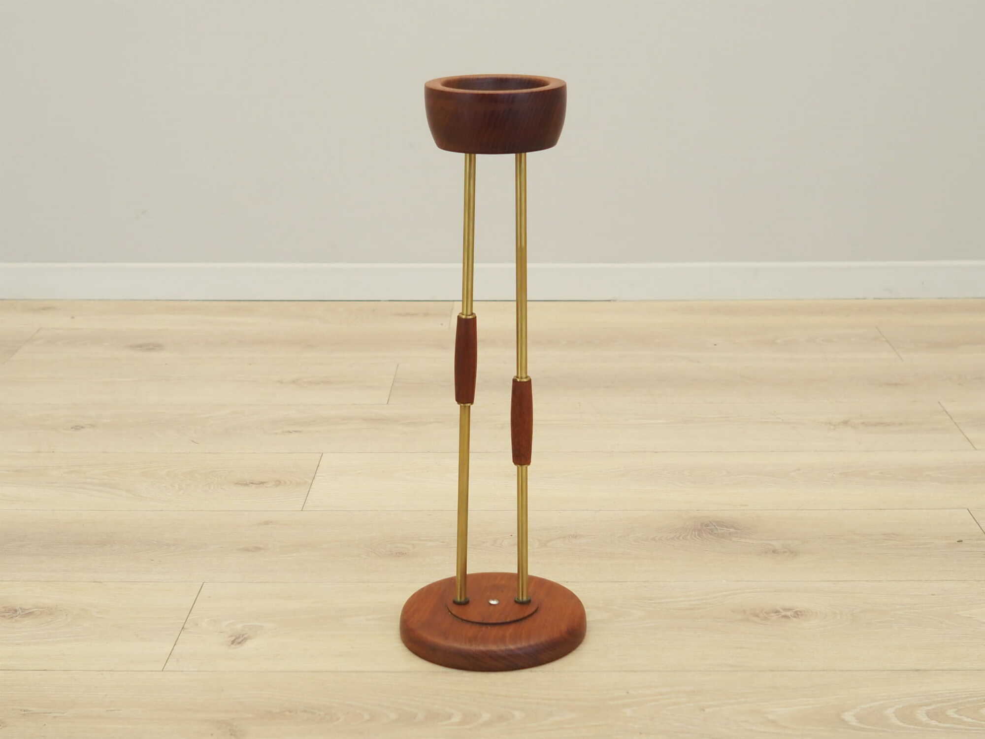 Vintage Ashtray Teak Wood Metal Brown 1970s 1