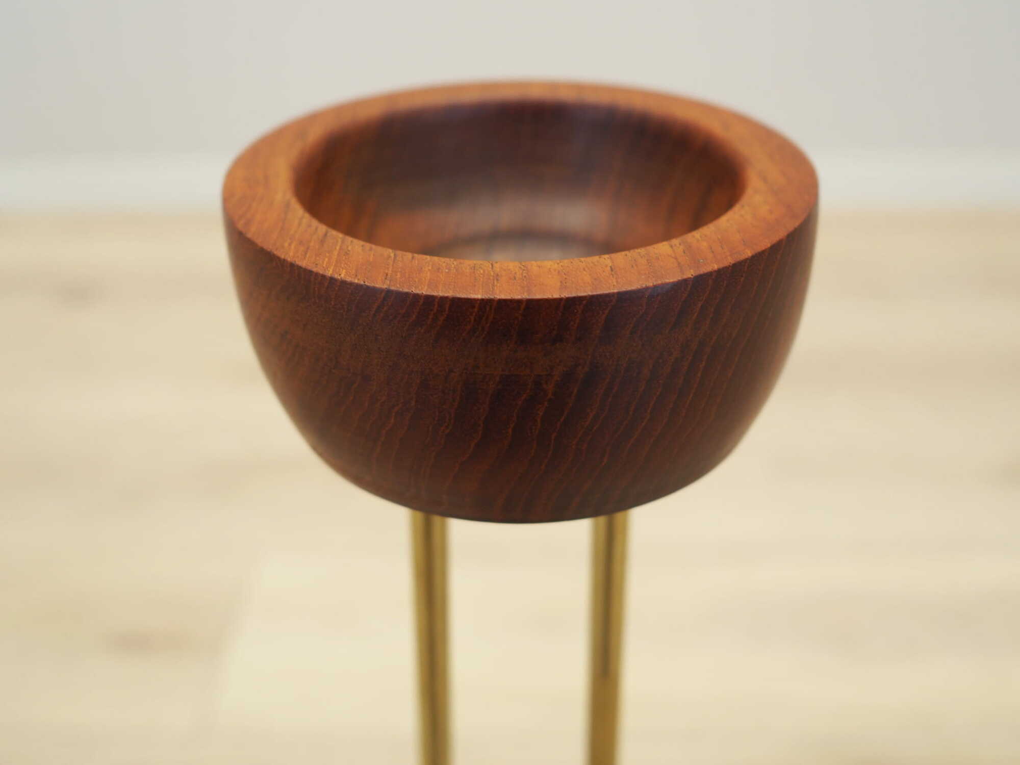Vintage Ashtray Teak Wood Metal Brown 1970s 4